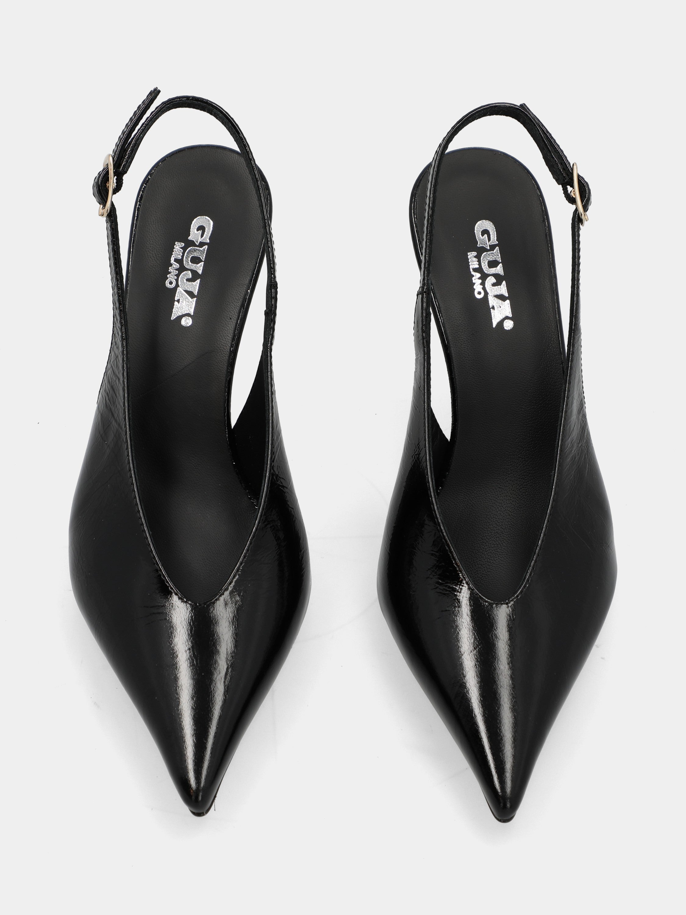 Slingback in naplak nero con scollo a uovo e tacco 75mm