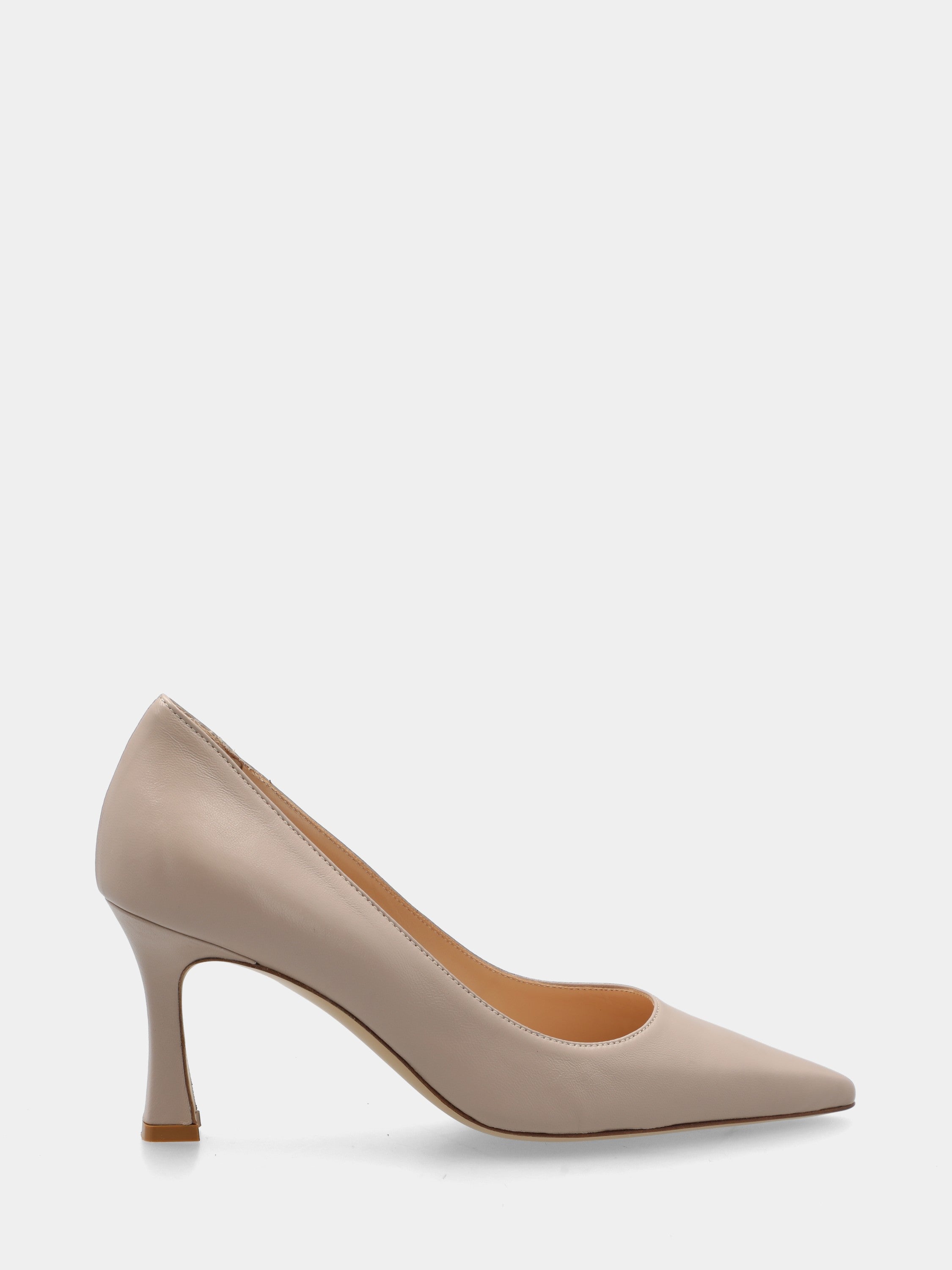 Décolleté in nappa beige con tacco incavato