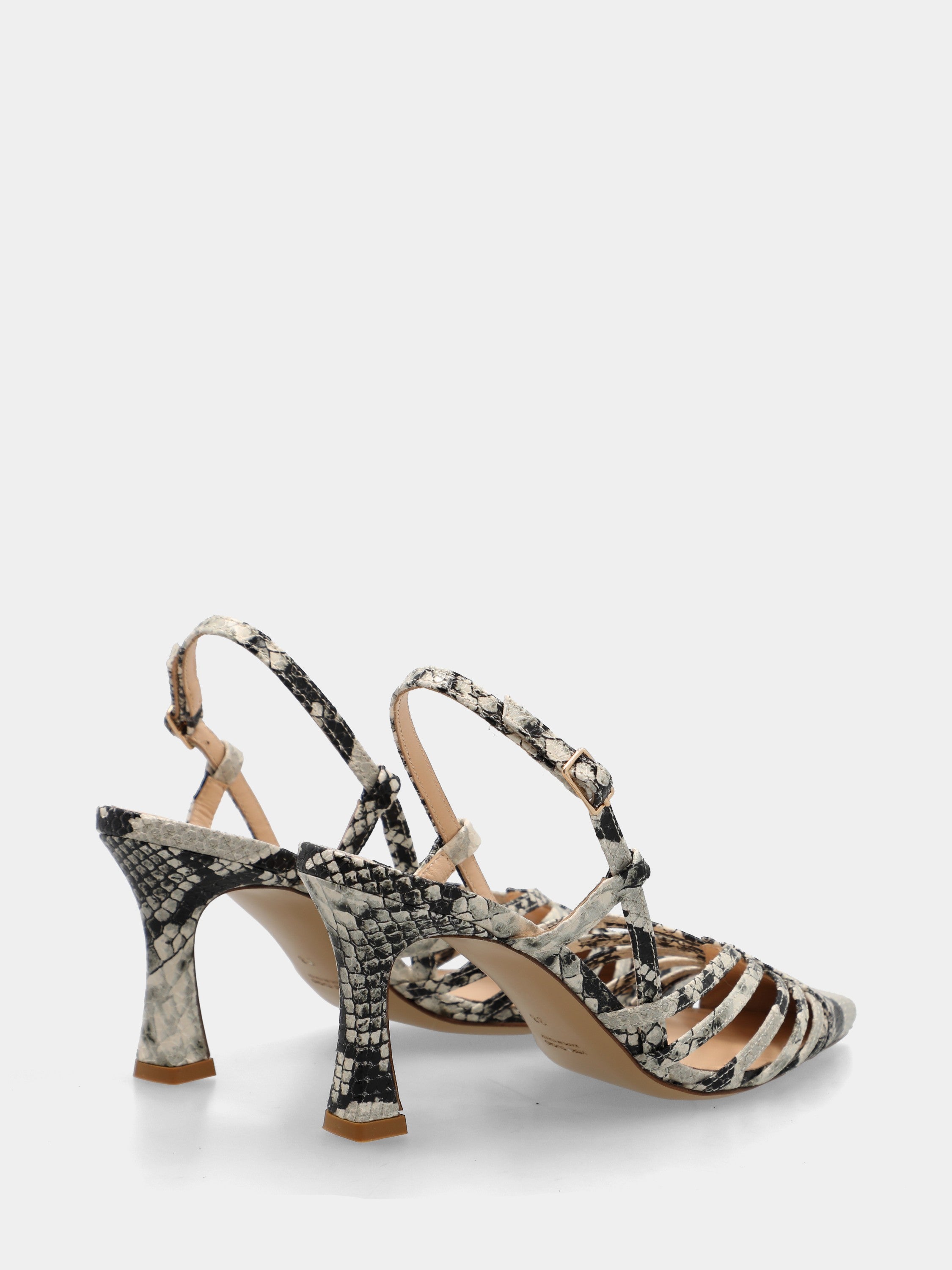 Slingback in vitello pitone con listini incrociati e tacco 70mm