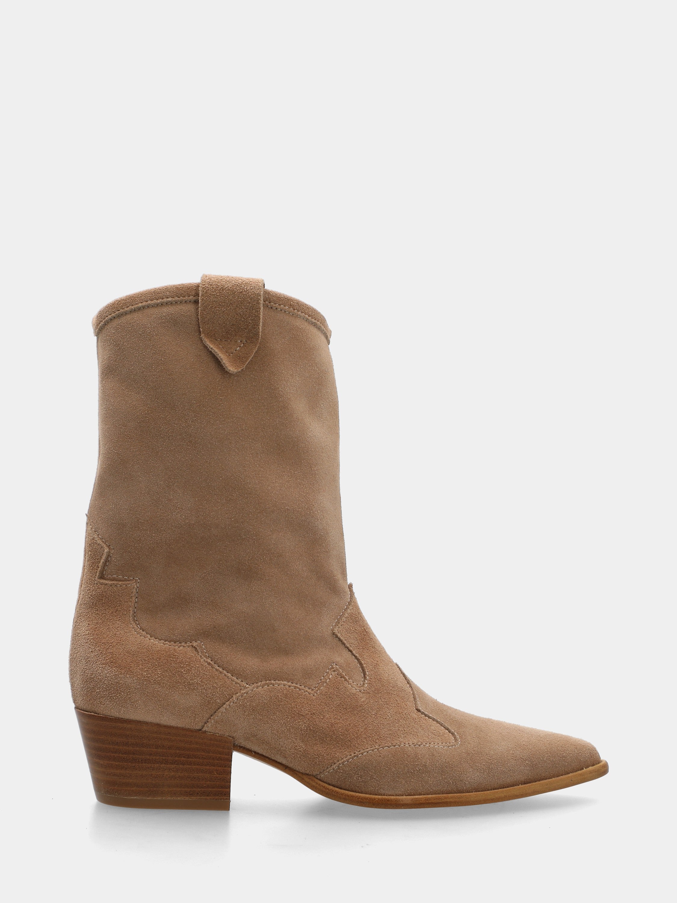 Campero in velour beige con riporti fiammati