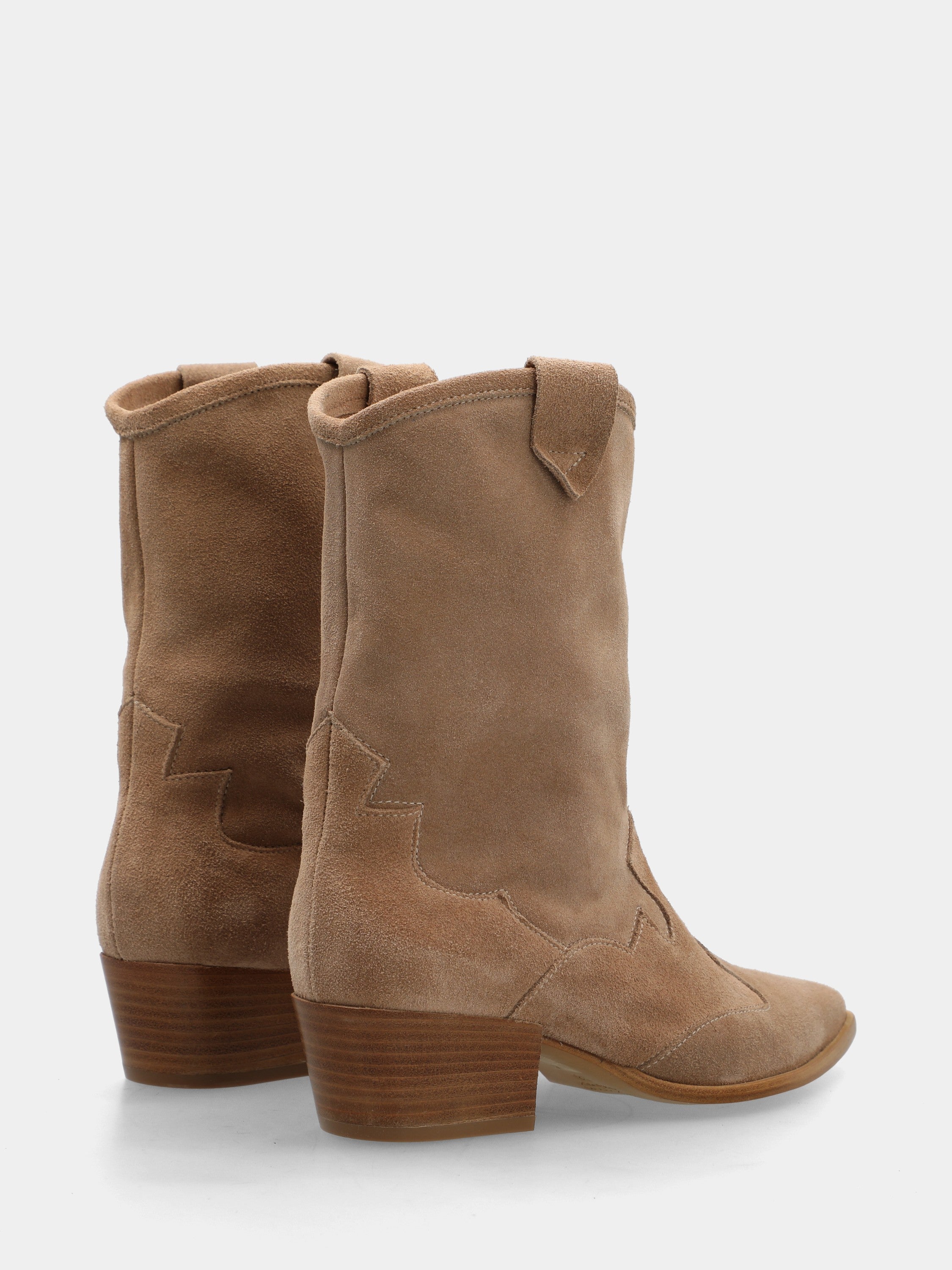 Campero in velour beige con riporti fiammati