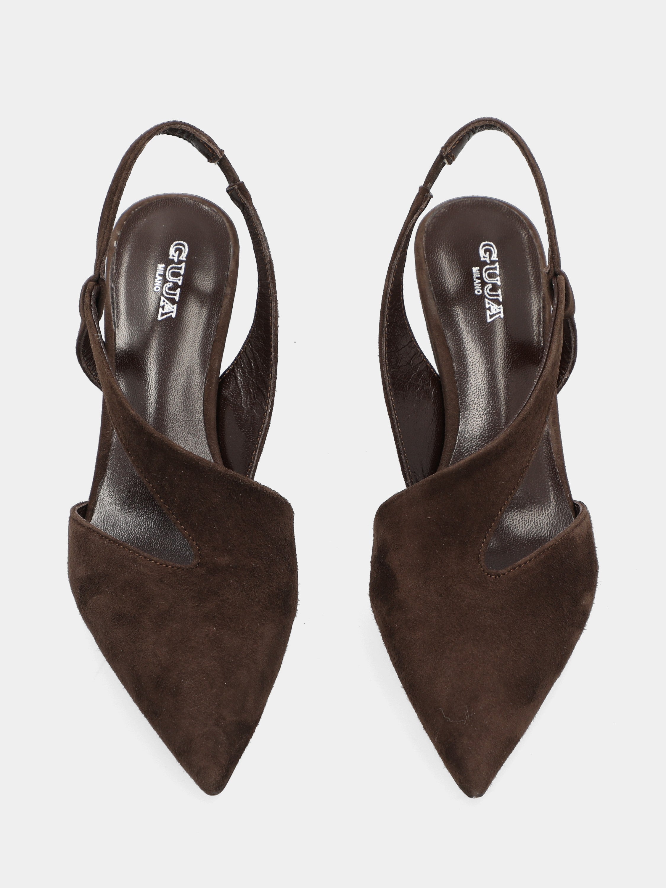 Slingback aus Wildleder in Dunkelbraun mit halbkonischem Absatz