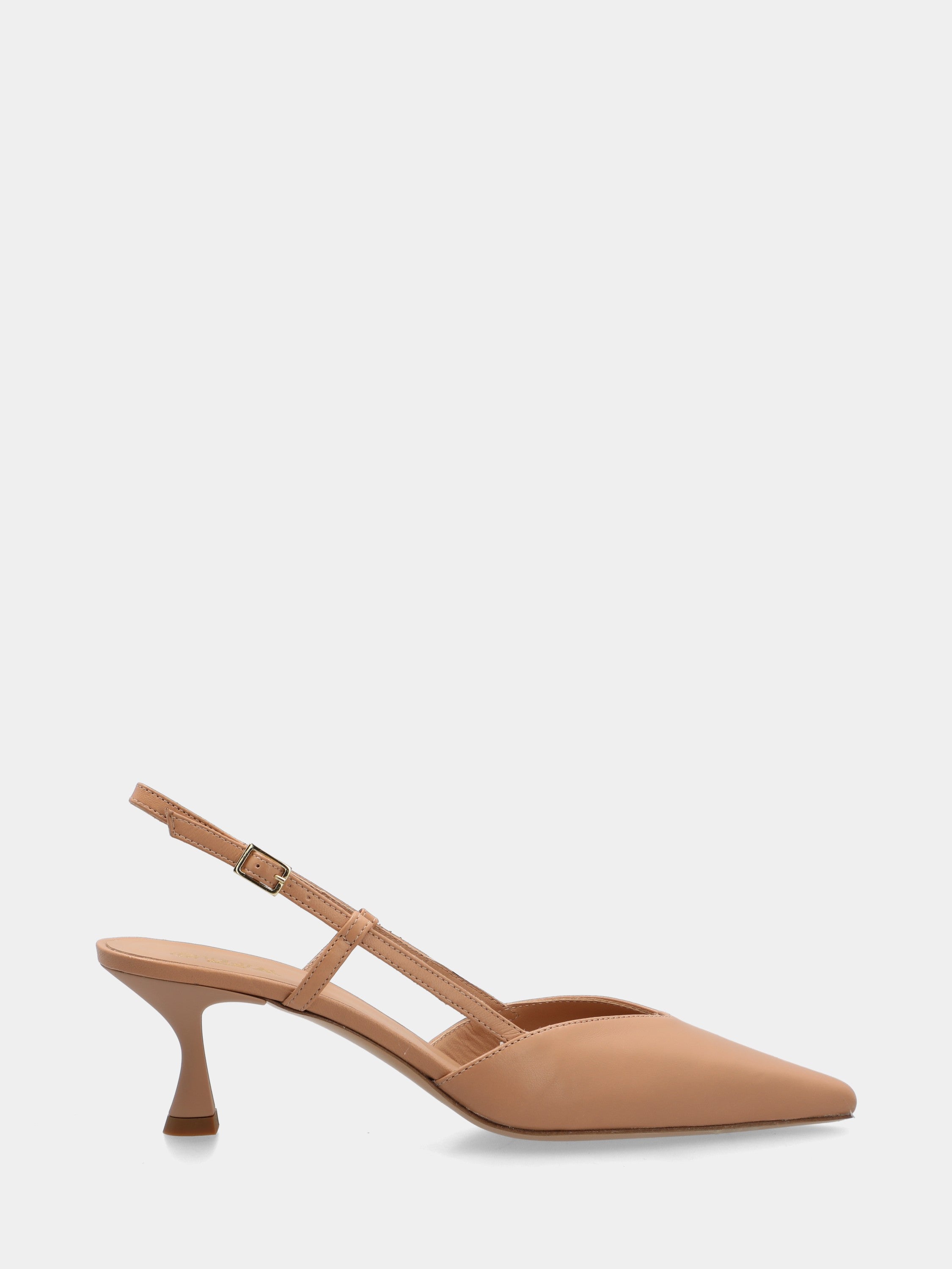 Slingback in nappa nude con punta affusolata quadratina