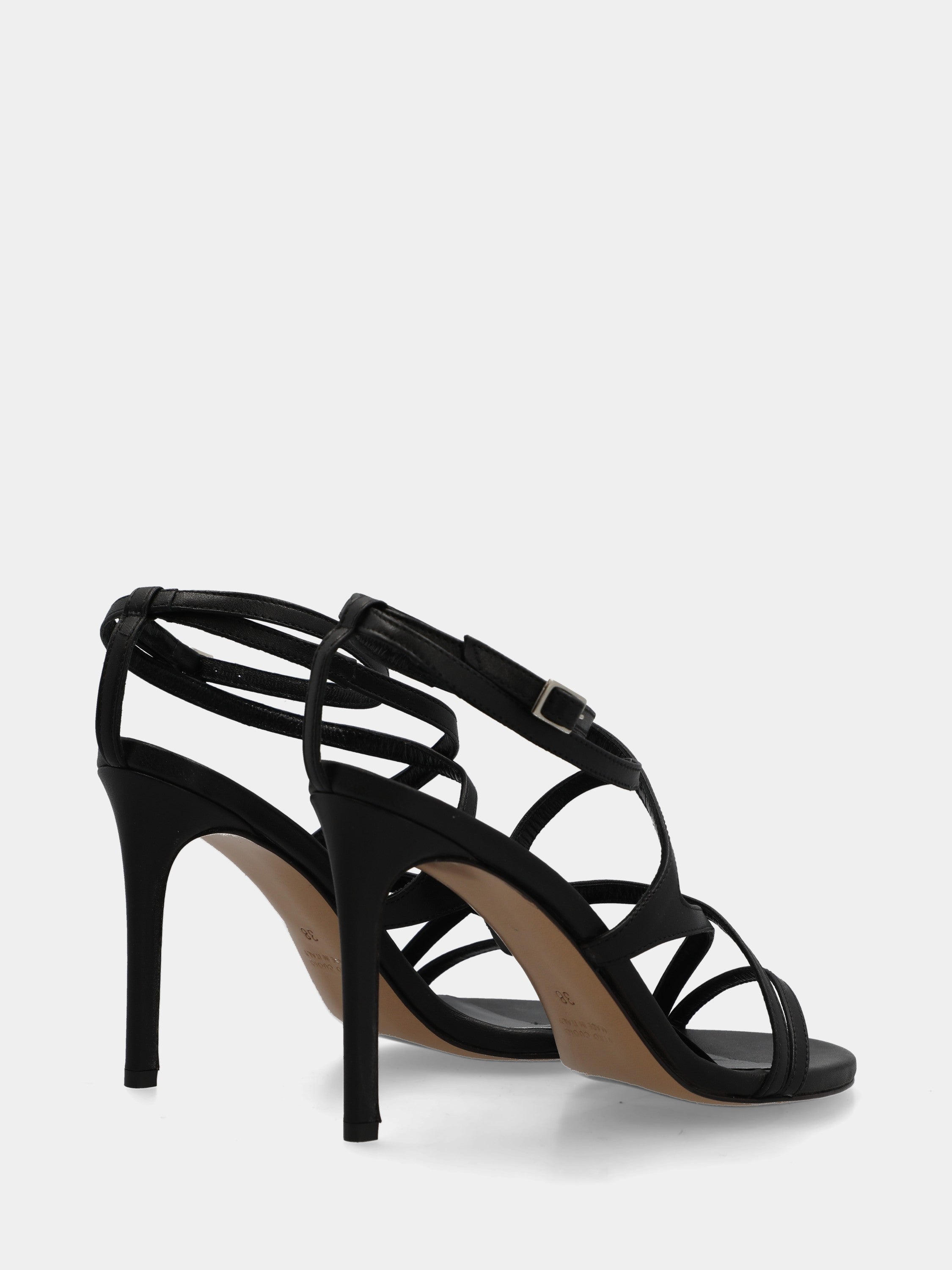 Sandalo in nappa nero con listini incrociati e stiletto 110mm