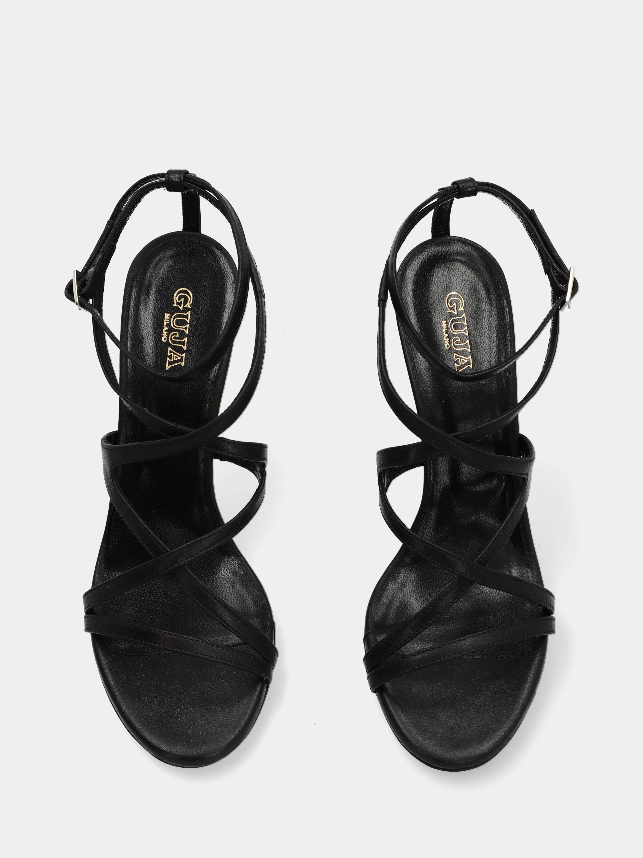 Sandalo in nappa nero con listini incrociati e stiletto 110mm