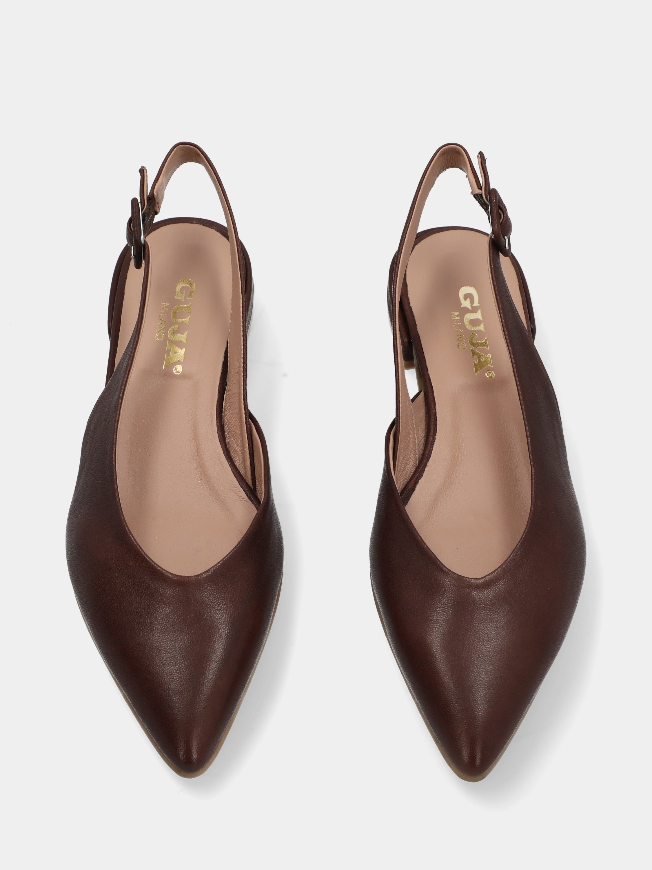 Slingback in vitello testa di moro con punta sfilata