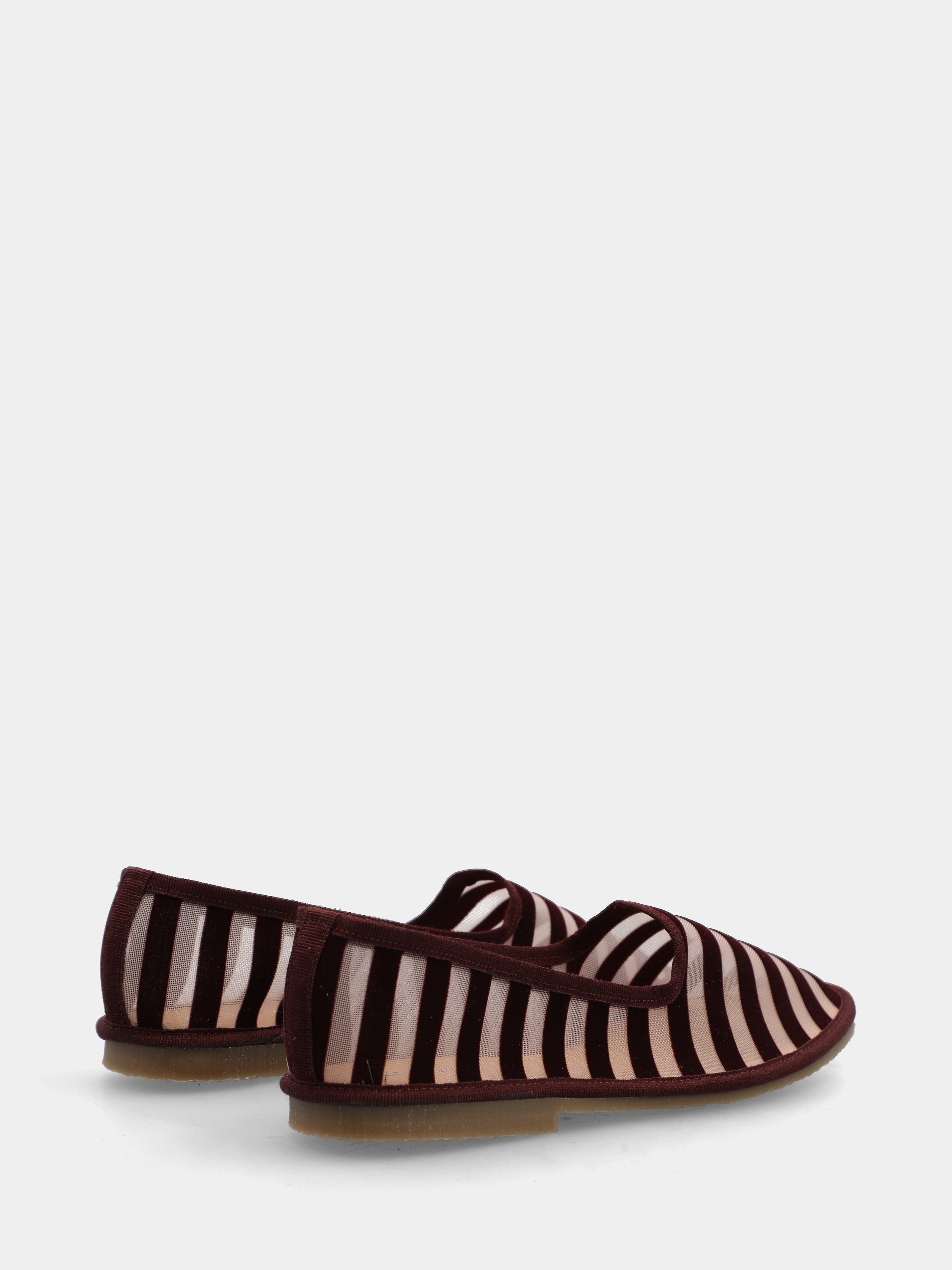 Pantofolina in zanzariera bordeaux con striature in camoscio