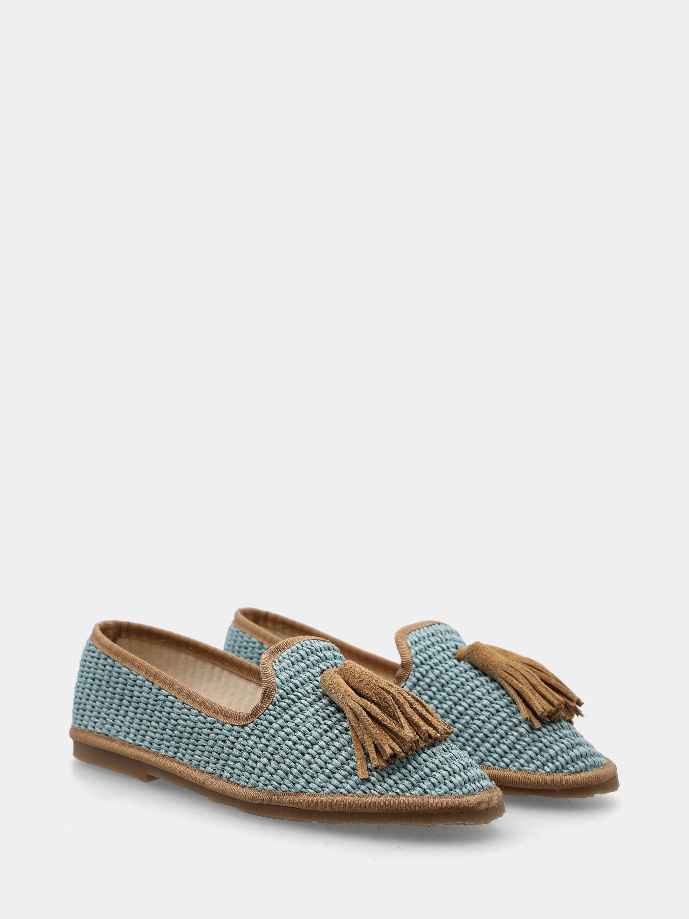 Friulana in raffia celeste con nappine