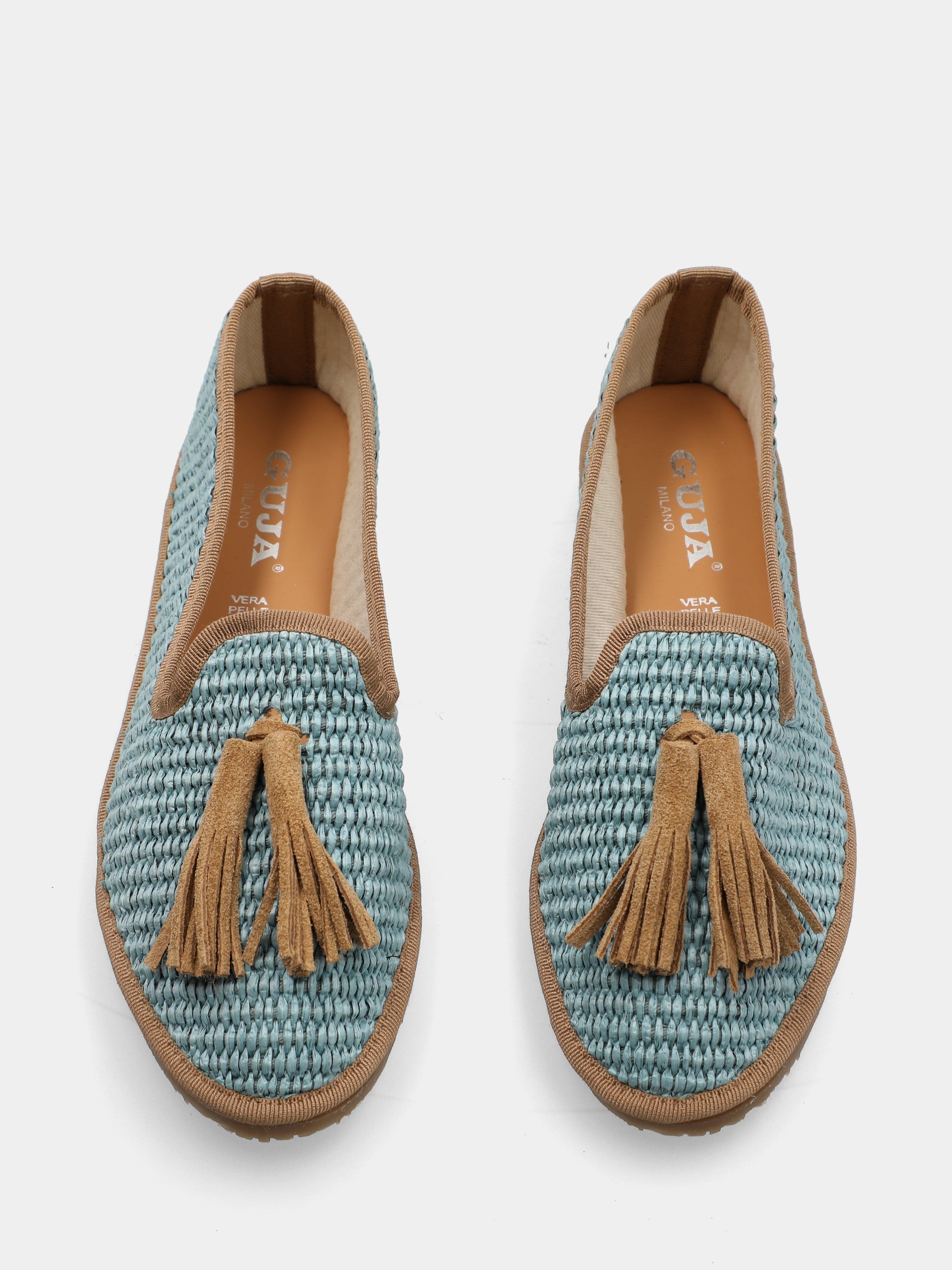 Friulana in raffia celeste con nappine