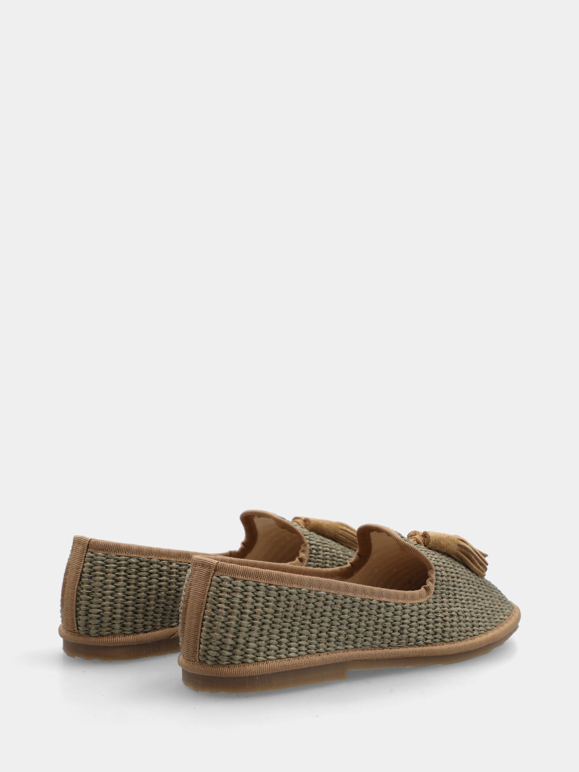 Friulana in raffia verde con nappine