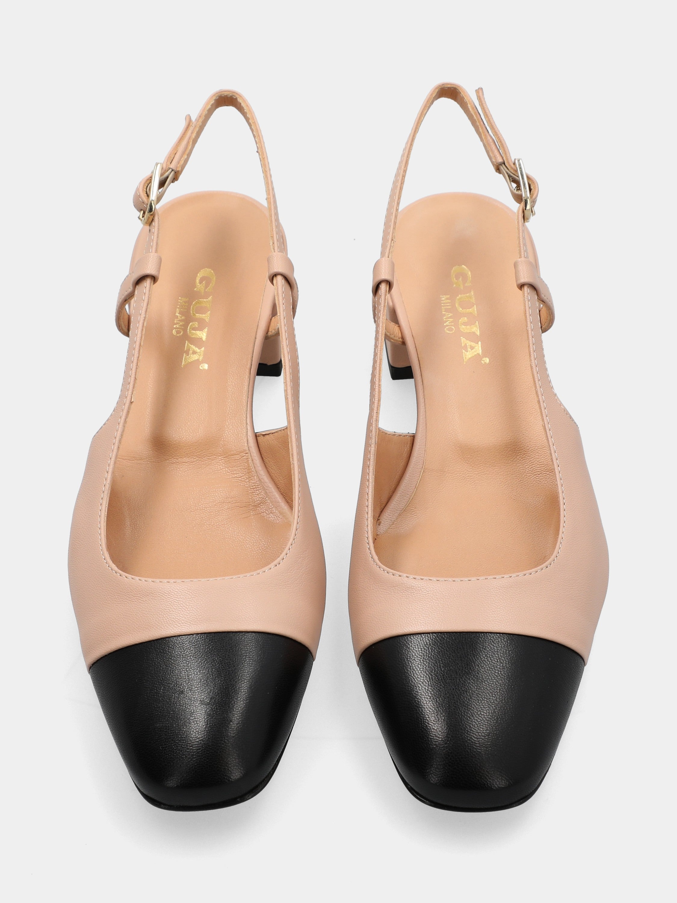 Bicolore Slingback aus Nappaleder in Nude und Schwarz mit 30-mm-Absatz