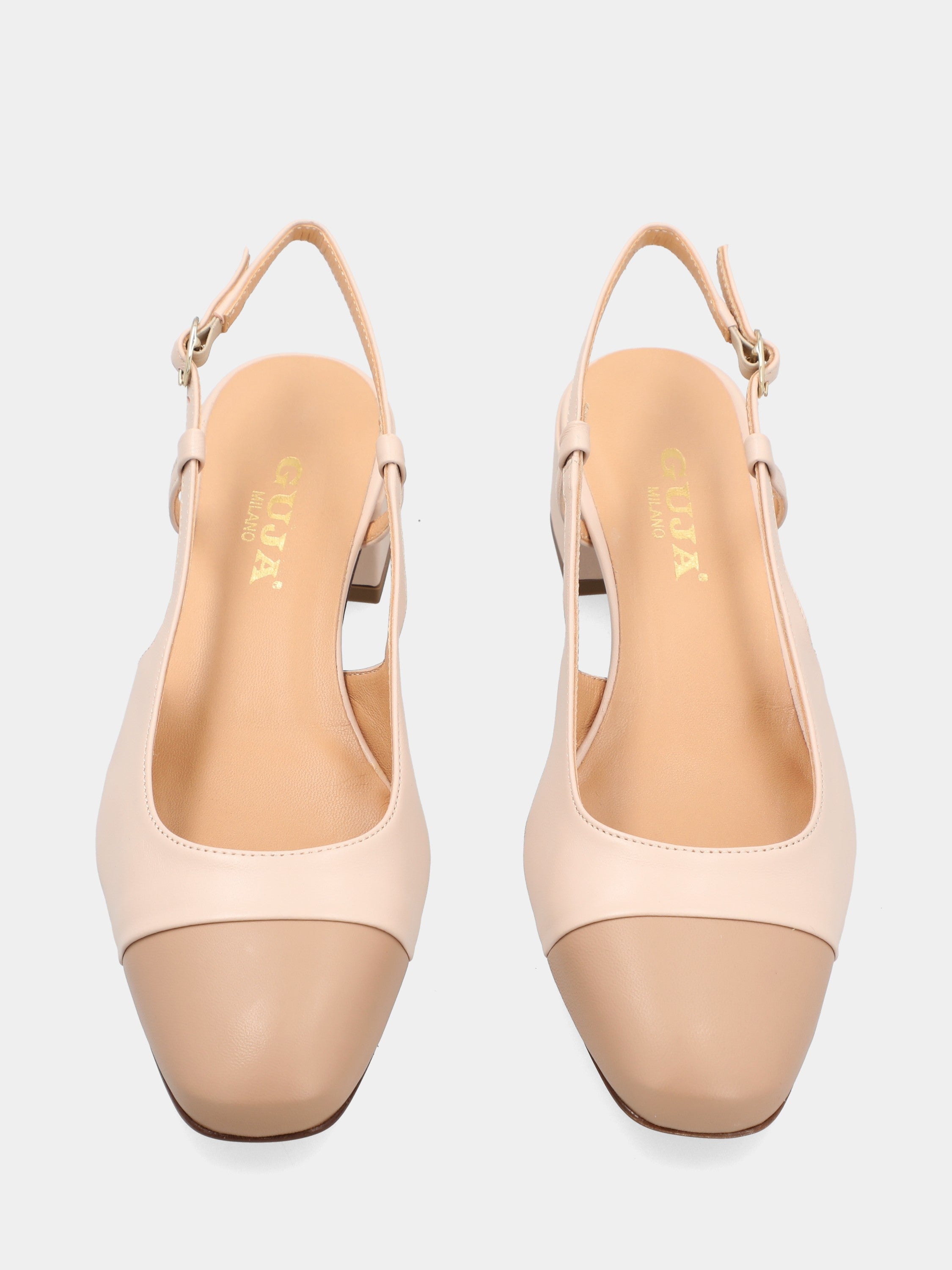 Bicolore Slingback aus beigem Nappaleder mit 30-mm-Absatz