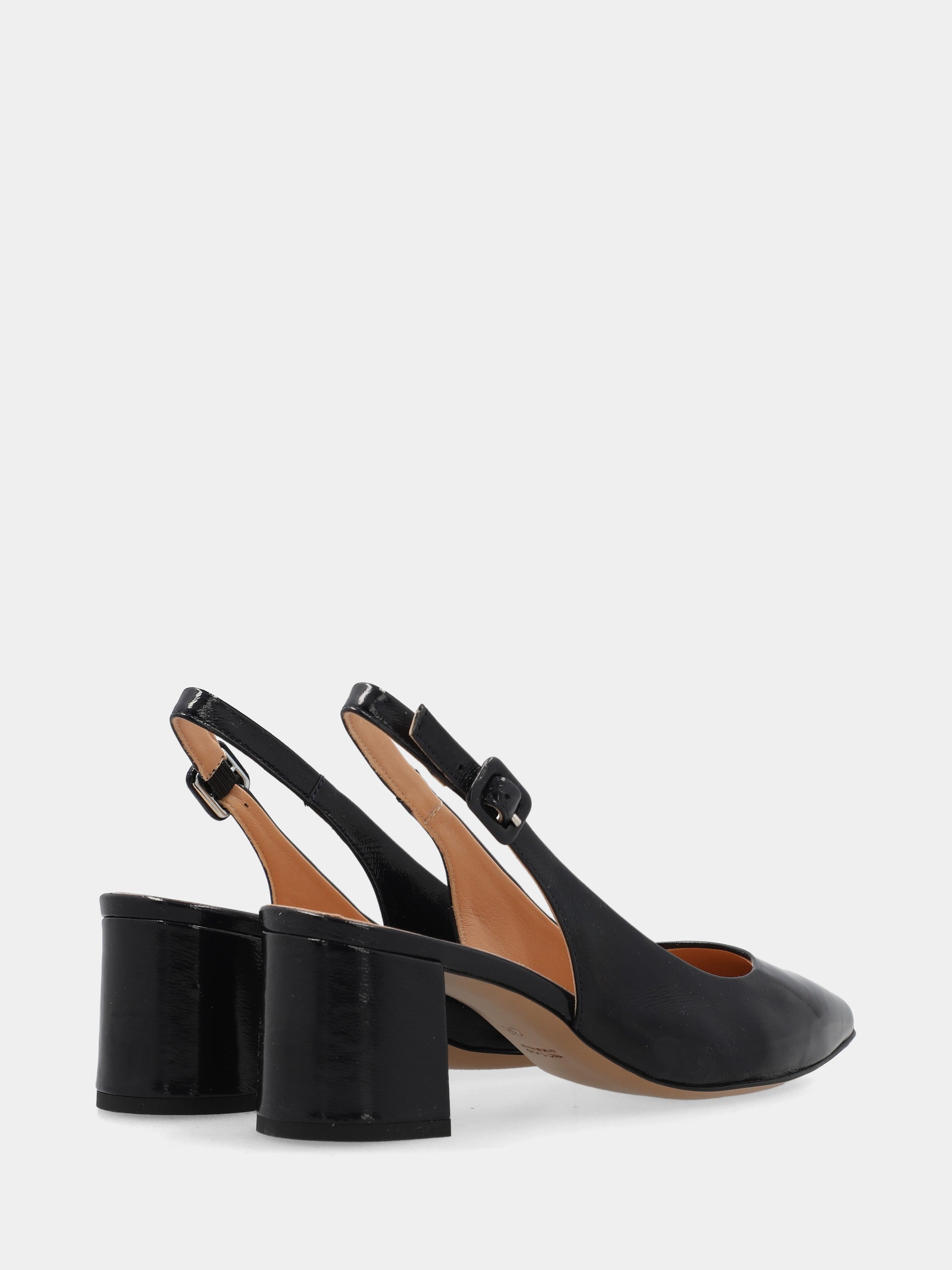 Slingback en verni miroir bleu en construction sacchetto avec talon 50mm