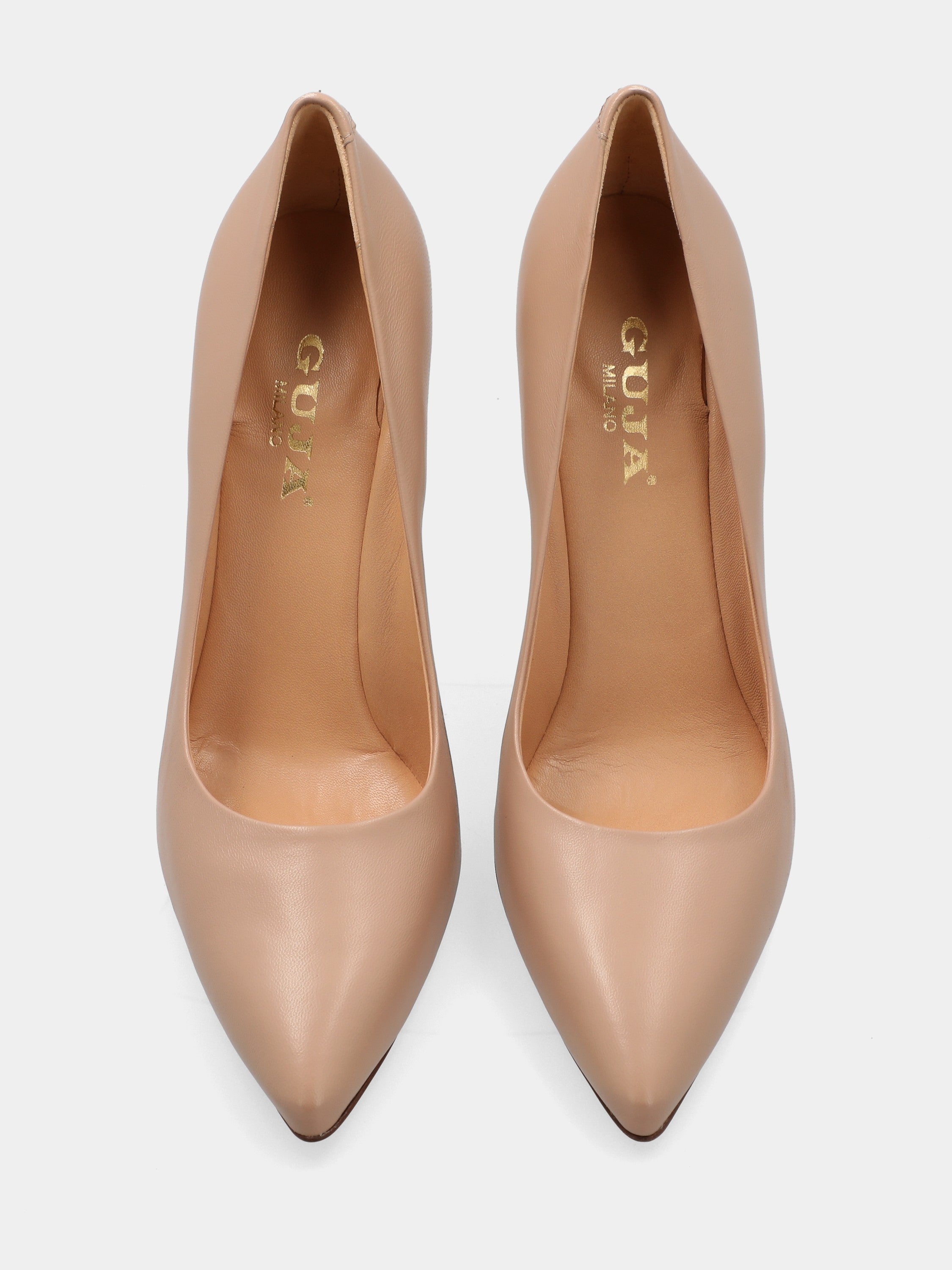 Décolleté in nappa beige a sacchetto con stiletto 90mm