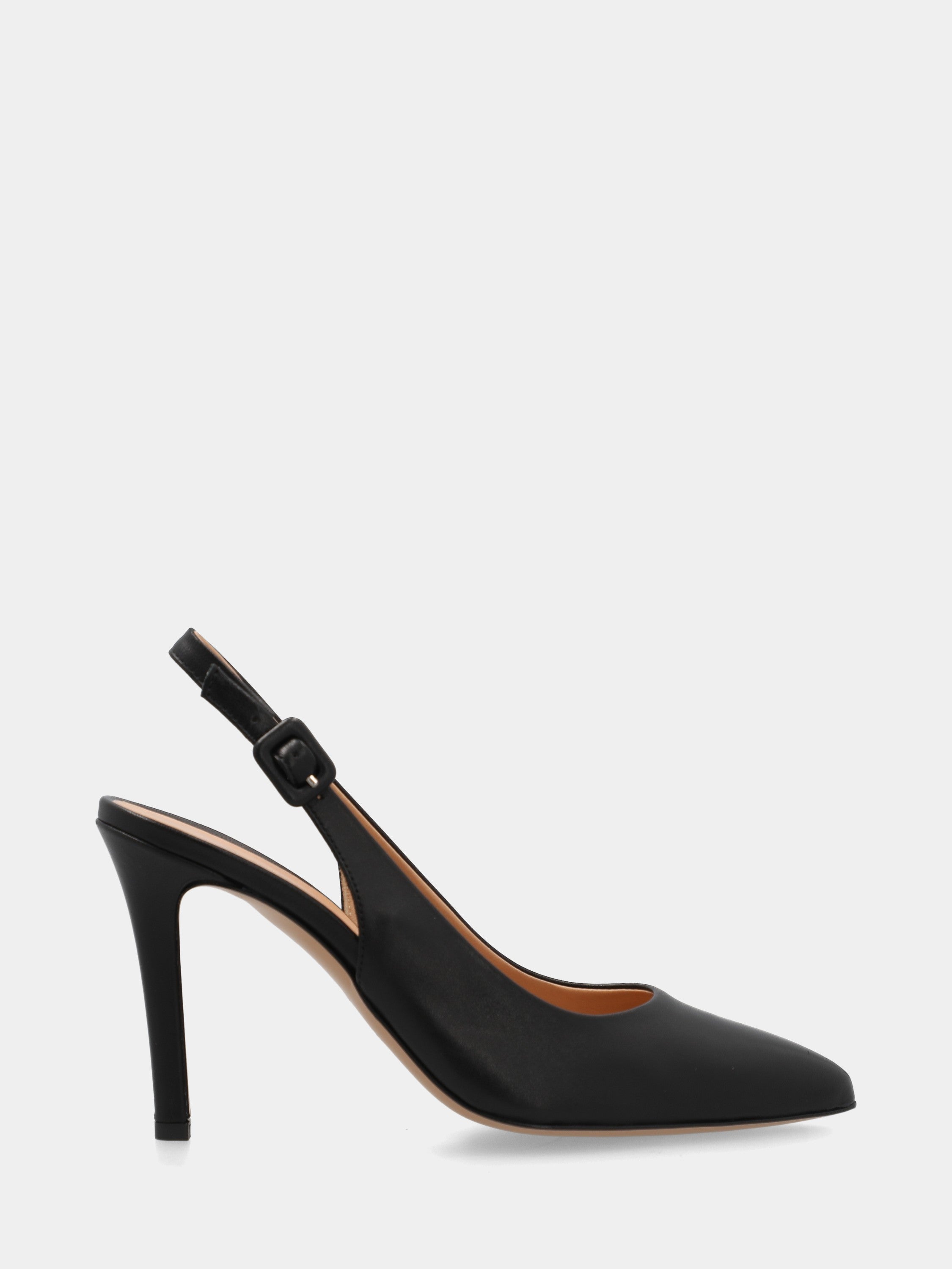 Slingback in nappa nera a sacchetto con stiletto 90mm