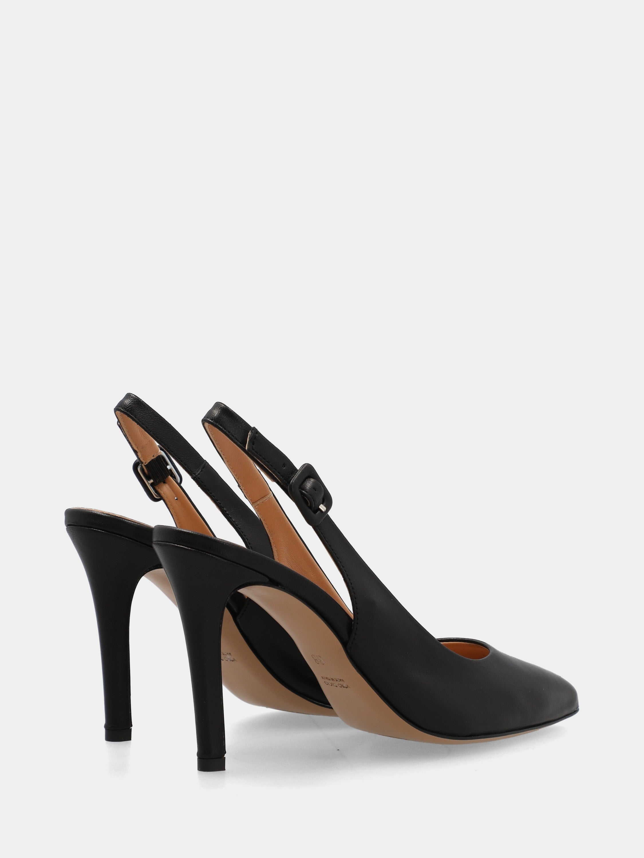 Slingback in nappa nera a sacchetto con stiletto 90mm