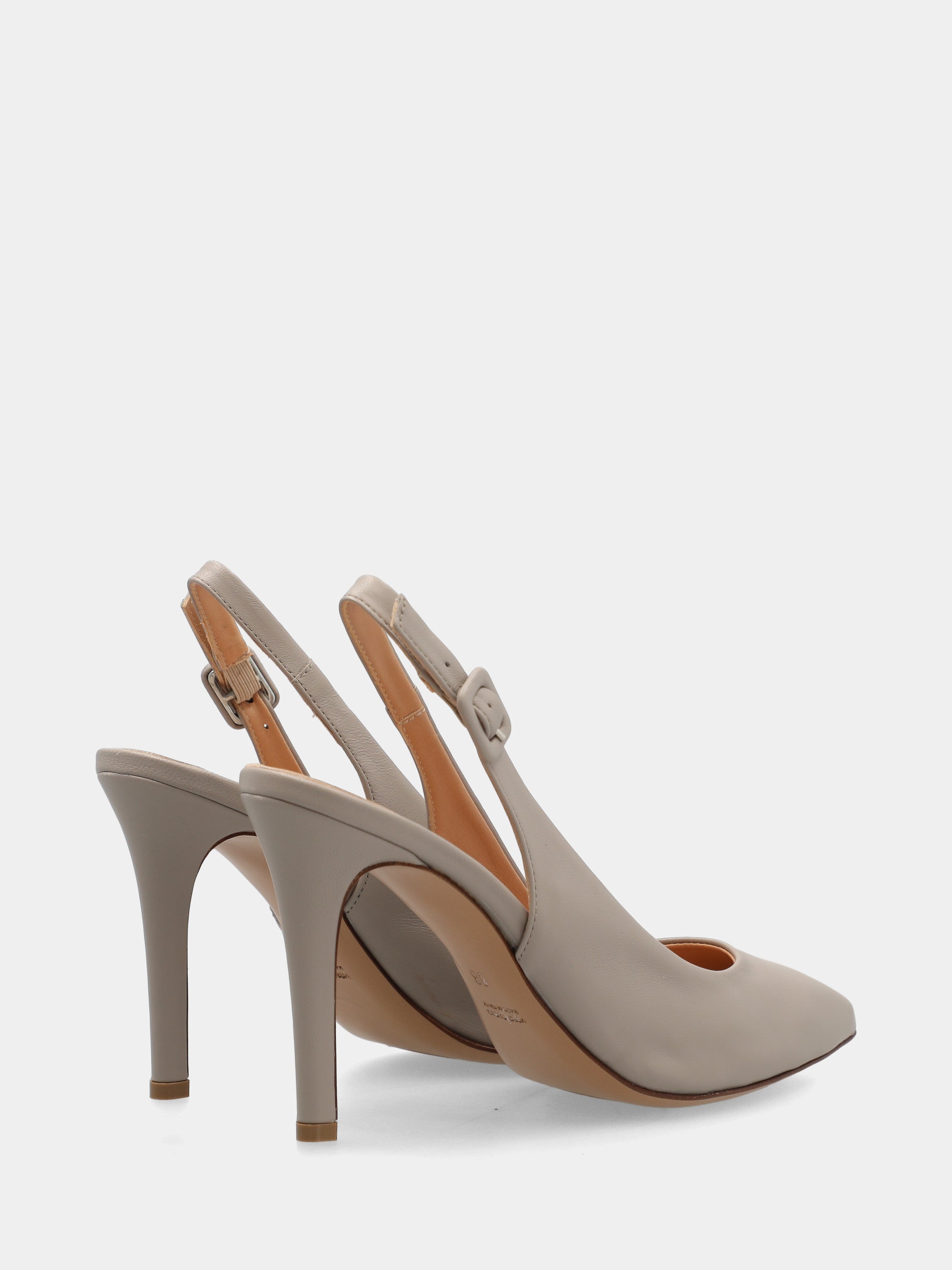 Slingback in nappa taupe a sacchetto con stiletto 90mm