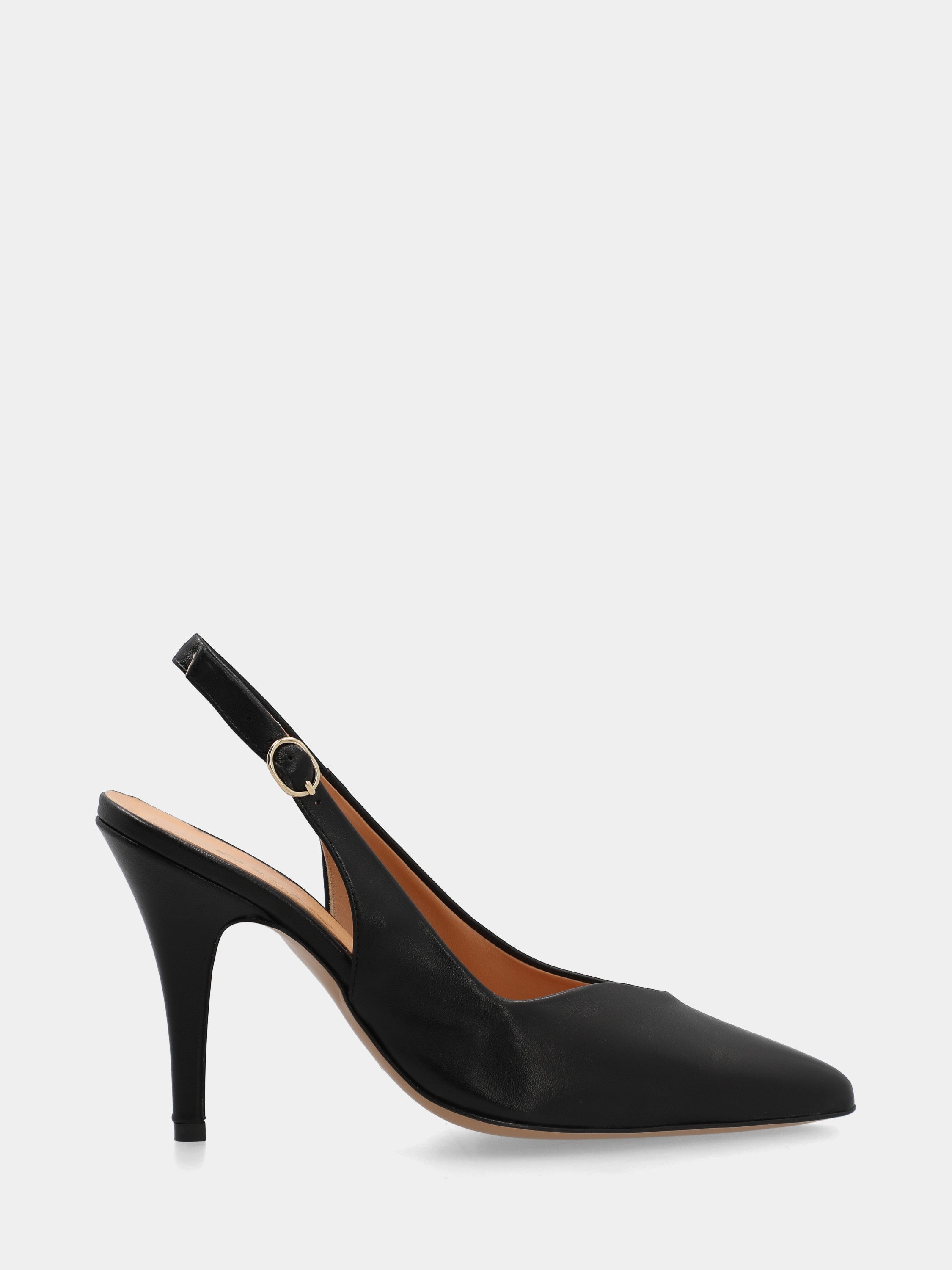 Slingback in nappa nera a sacchetto con tacco conico 90mm