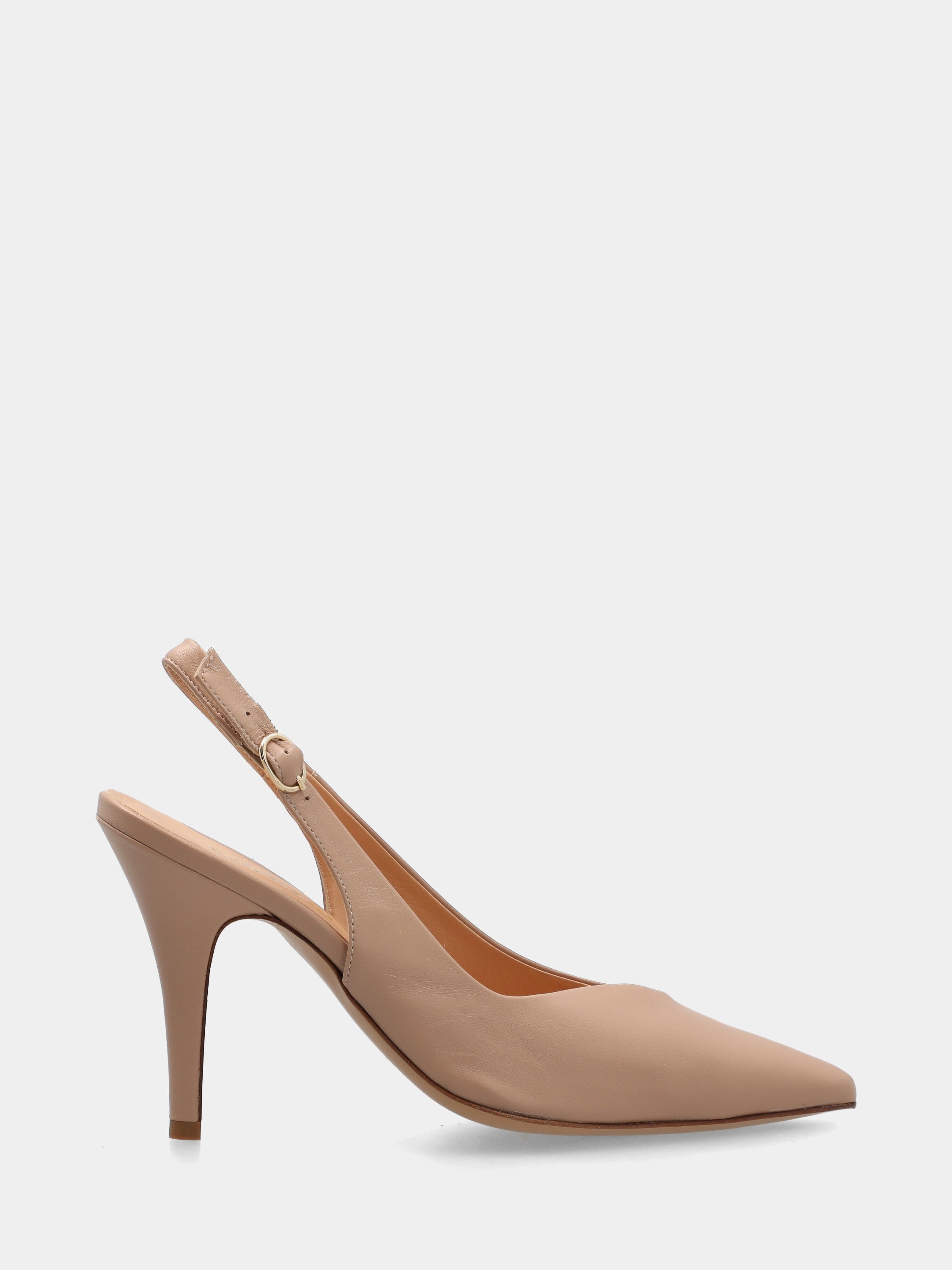 Slingback in nappa beige a sacchetto con tacco conico 90mm