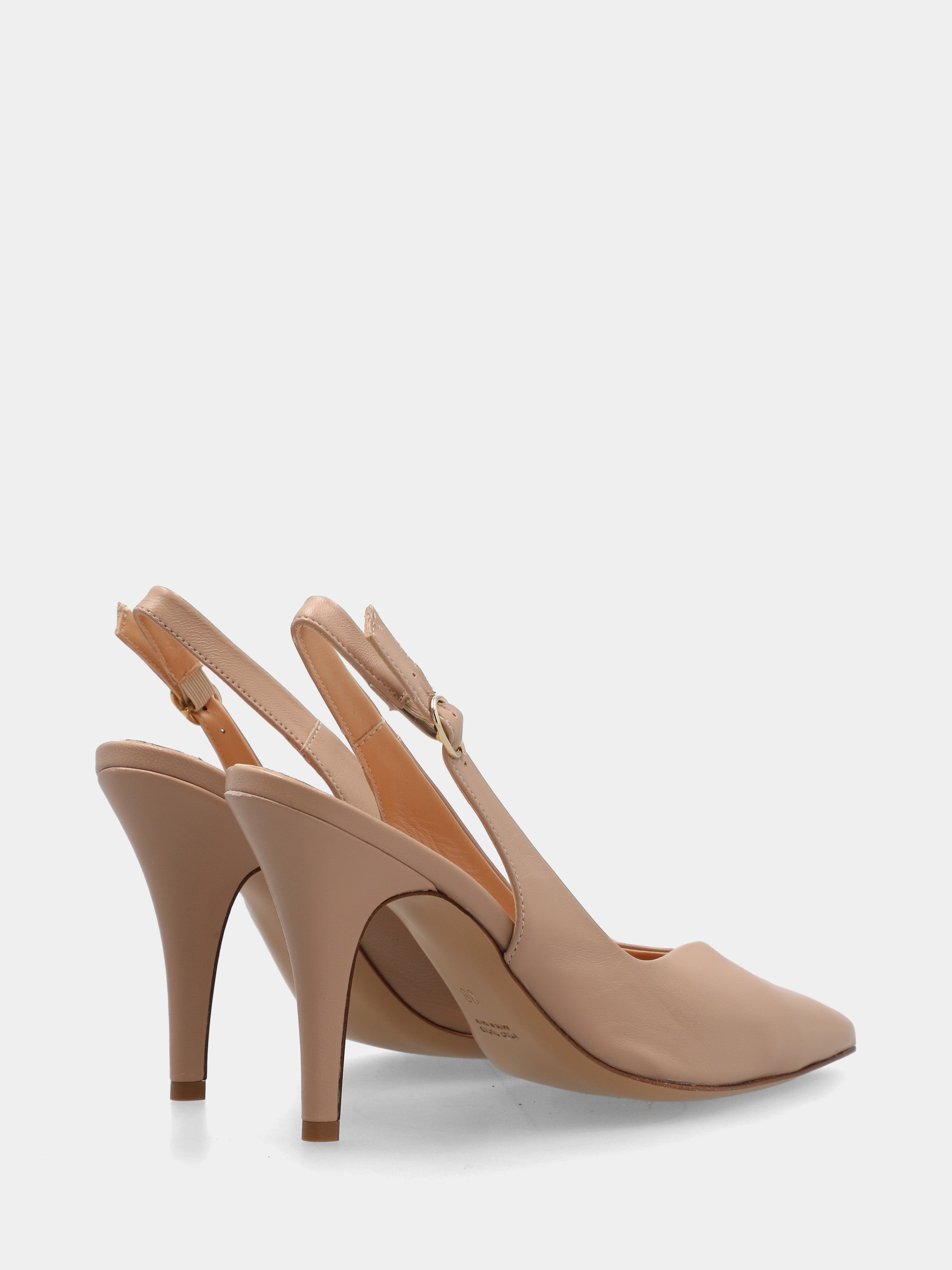 Slingback in nappa beige a sacchetto con tacco conico 90mm