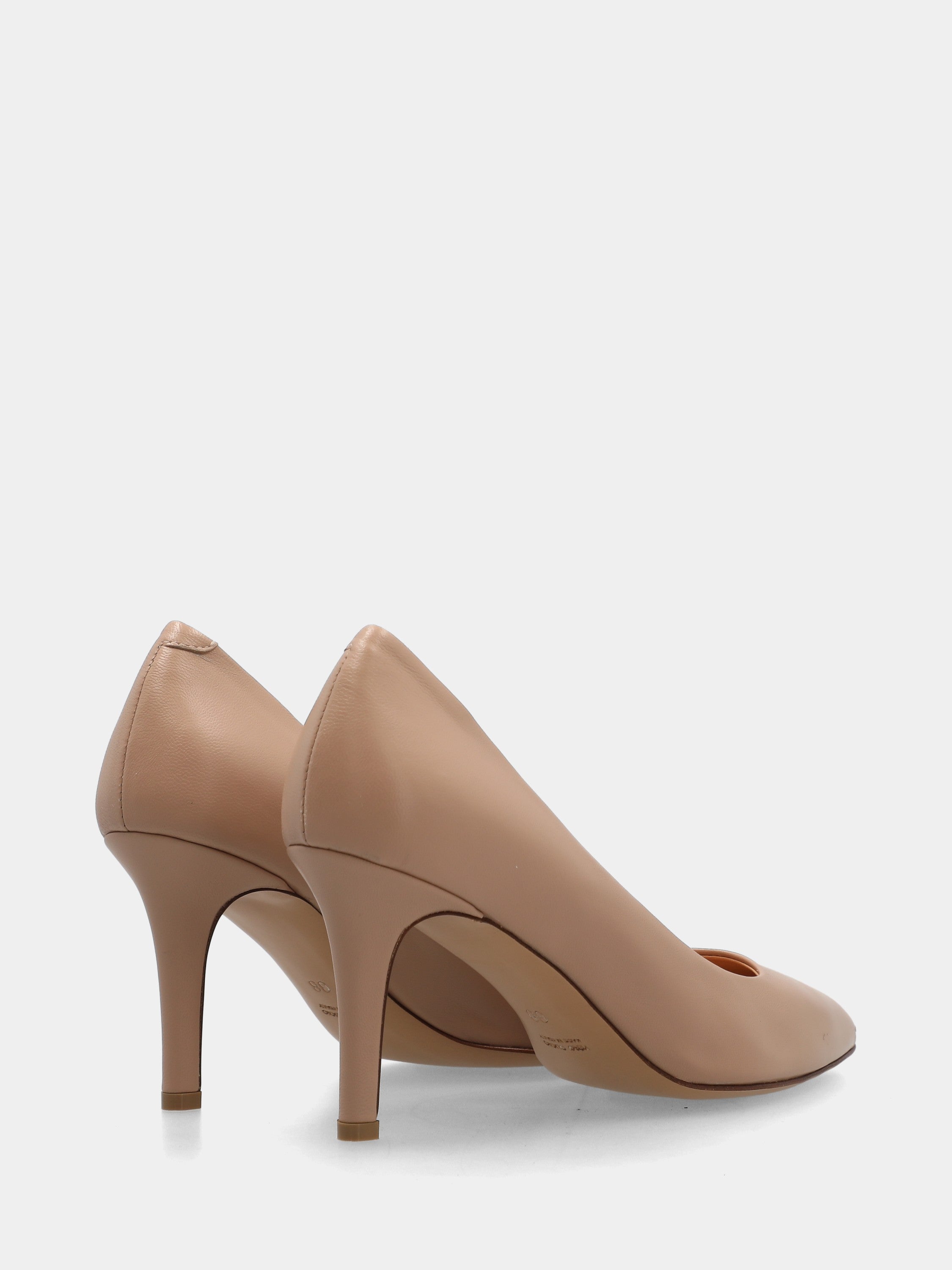 Décolleté in nappa beige a sacchetto con tacco a coda 75mm