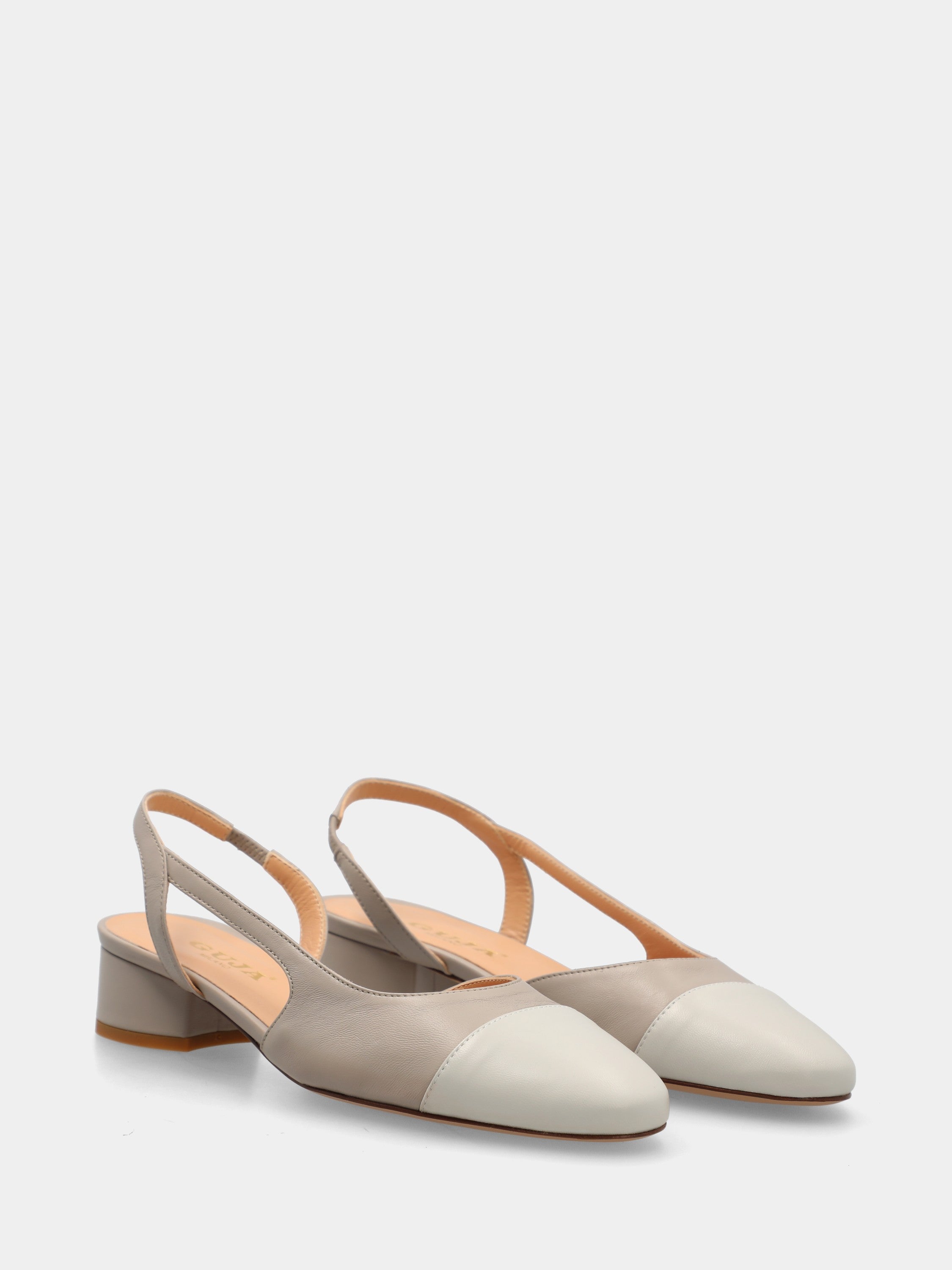 Slingback in nappa bicolore grigio e taupe