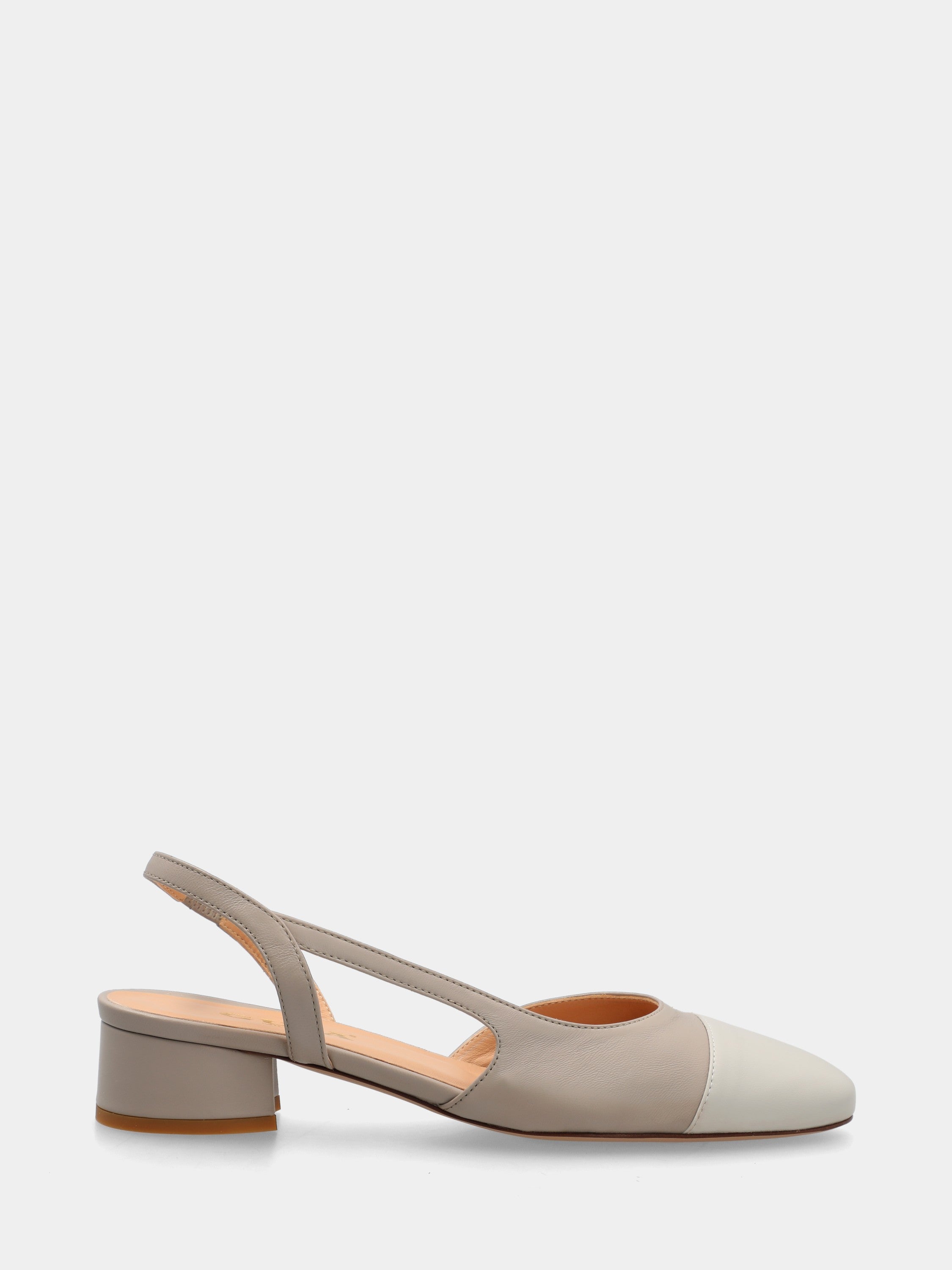 Slingback in nappa bicolore grigio e taupe