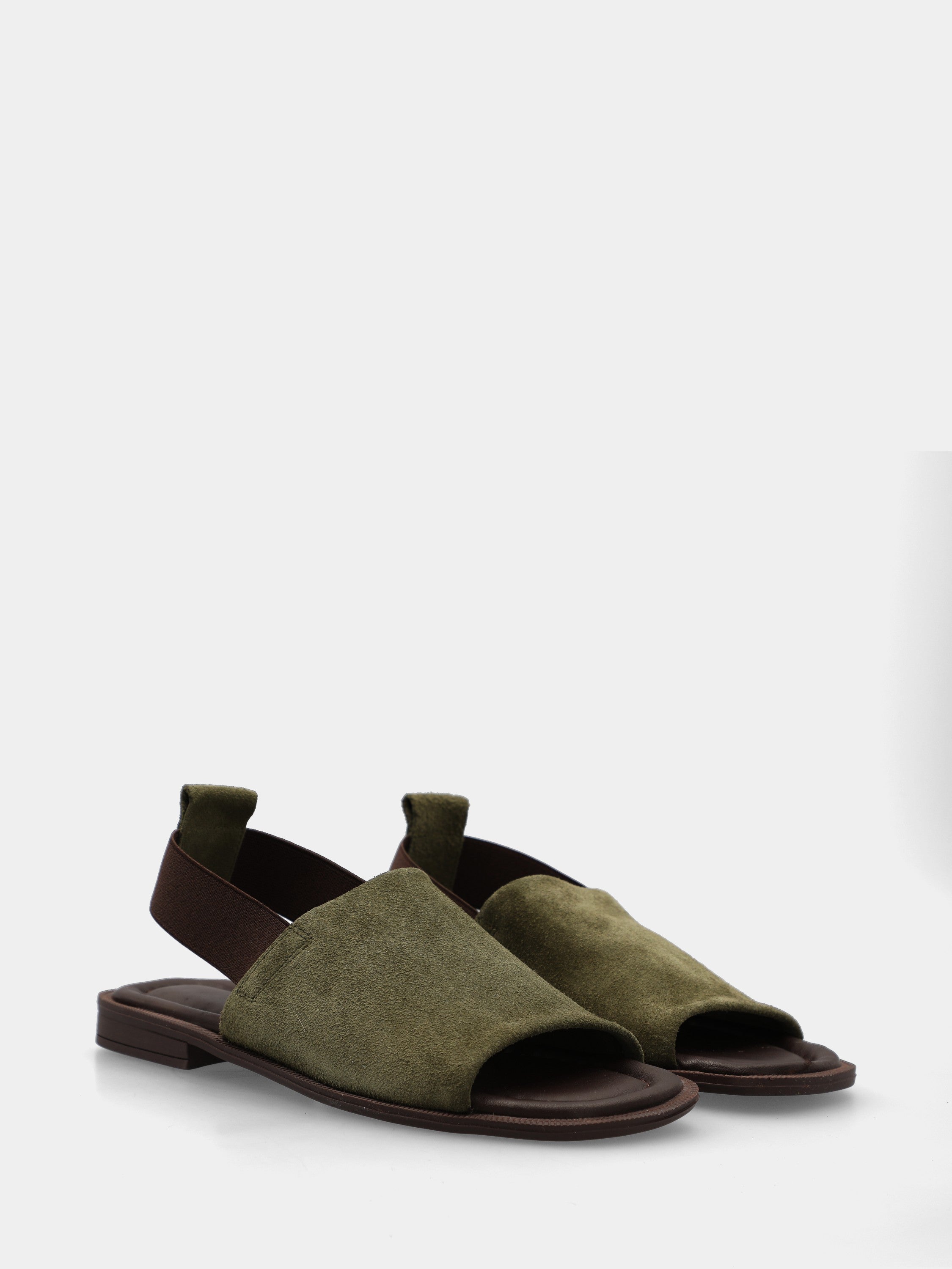 Sandalo in suede verde con fascione
