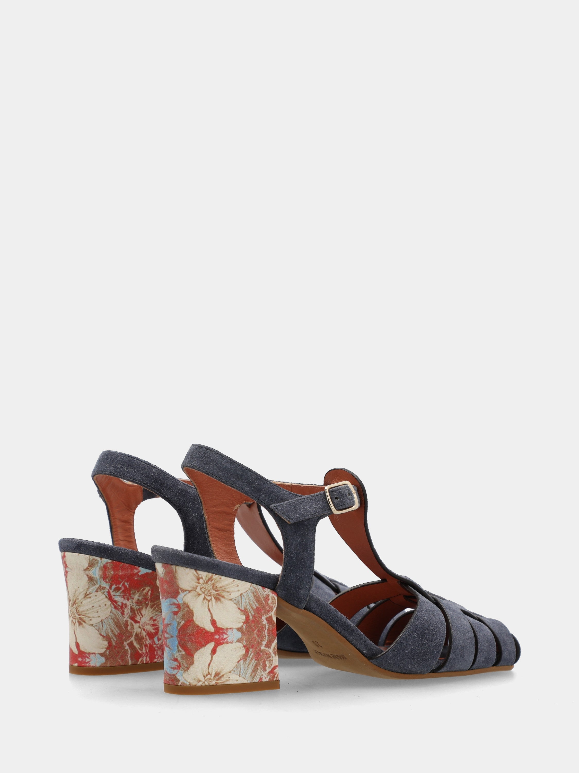 T-Bar-Sandalette aus blauem Wildleder mit 70mm Blockabsatz