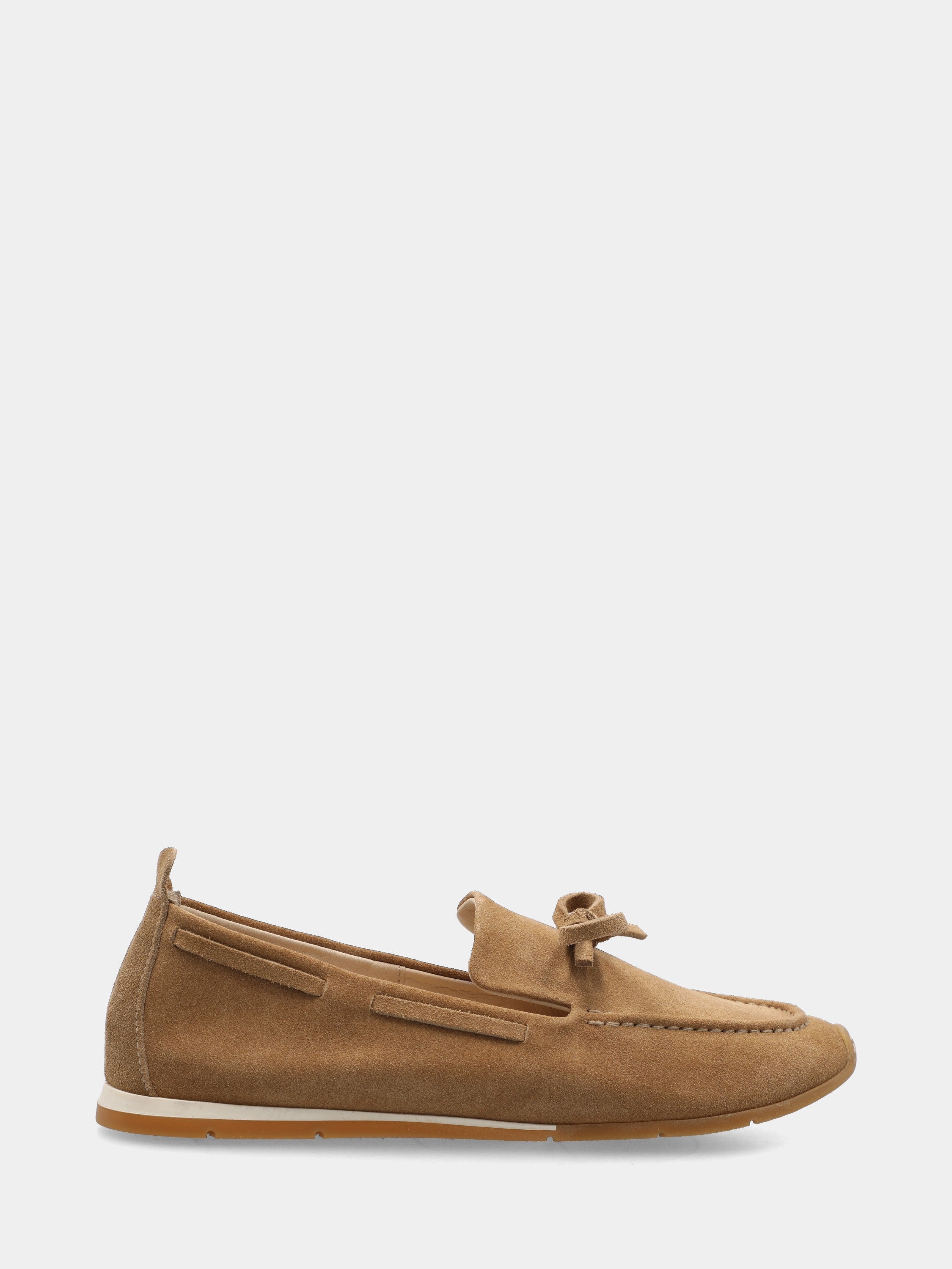 Mocassino in velour beige con laccio sulla vaschetta
