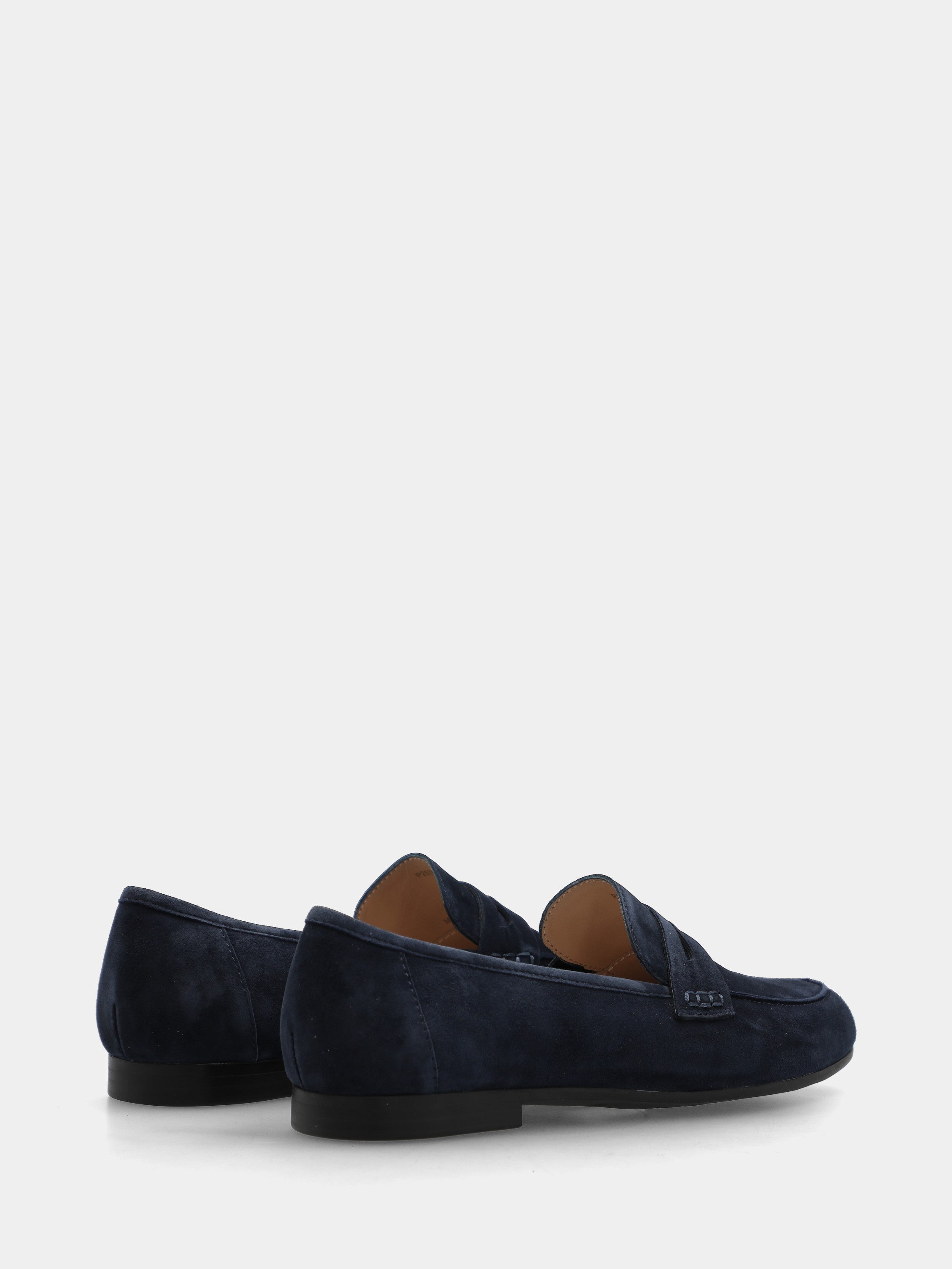 Mocassino in camoscio blu con bocca di leone