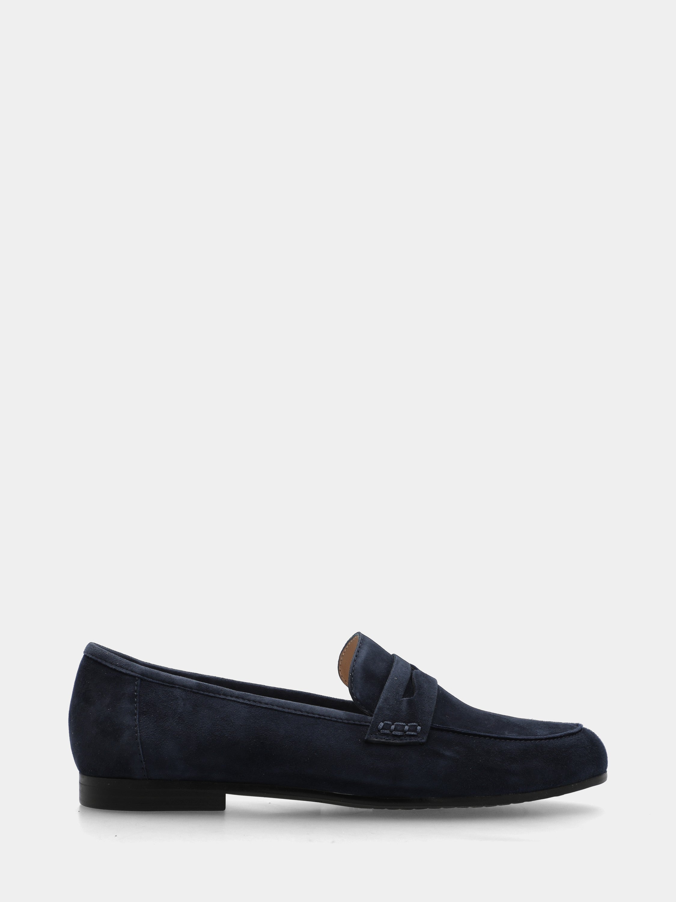 Mocassino in camoscio blu con bocca di leone