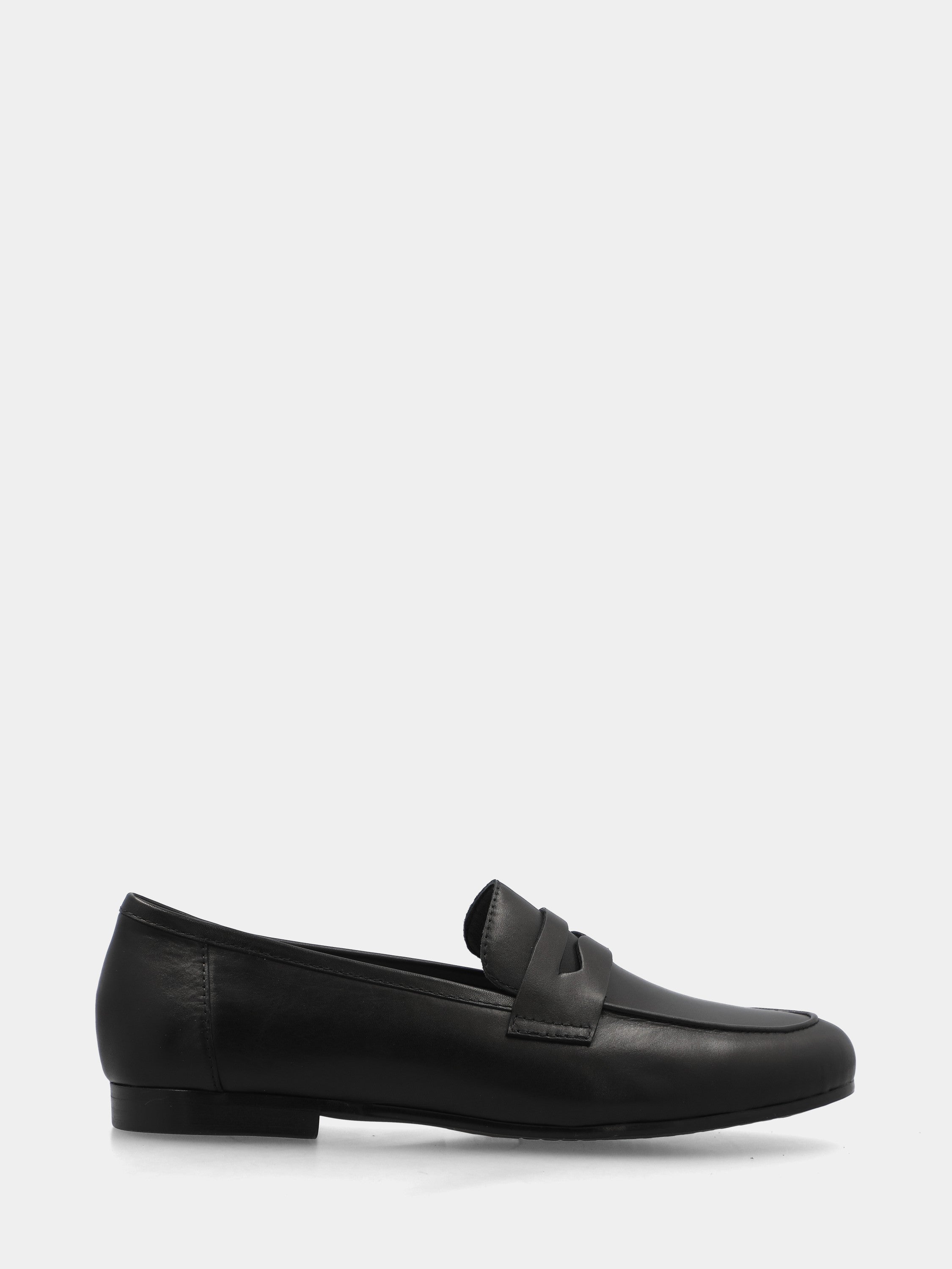 Mocassin en veau noir avec plateau à bordure et tête de lion