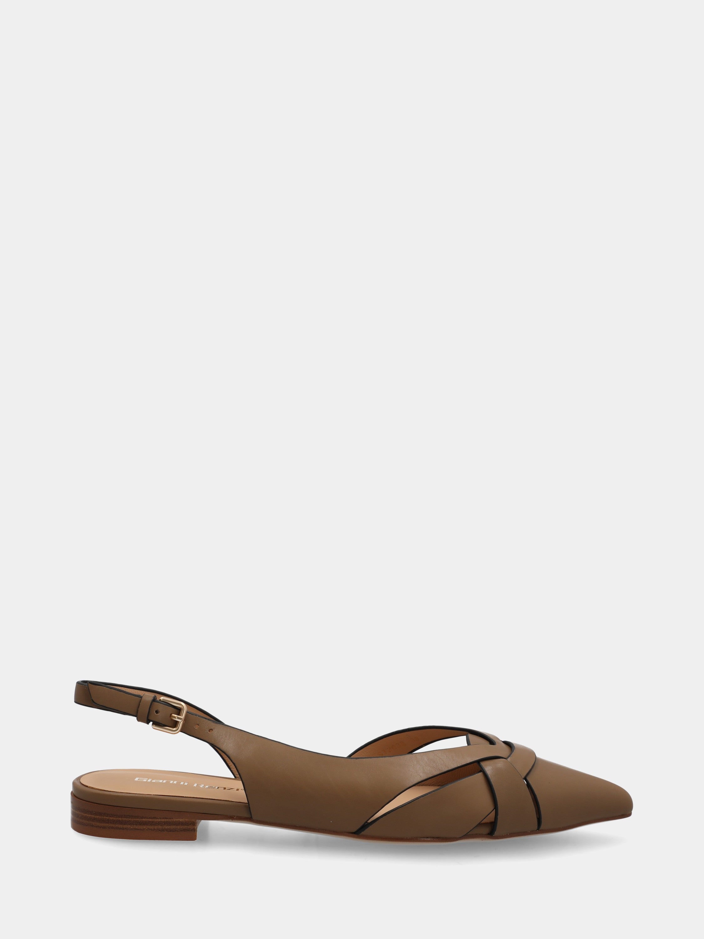 Slingback in vitello grigio con listini incrociati