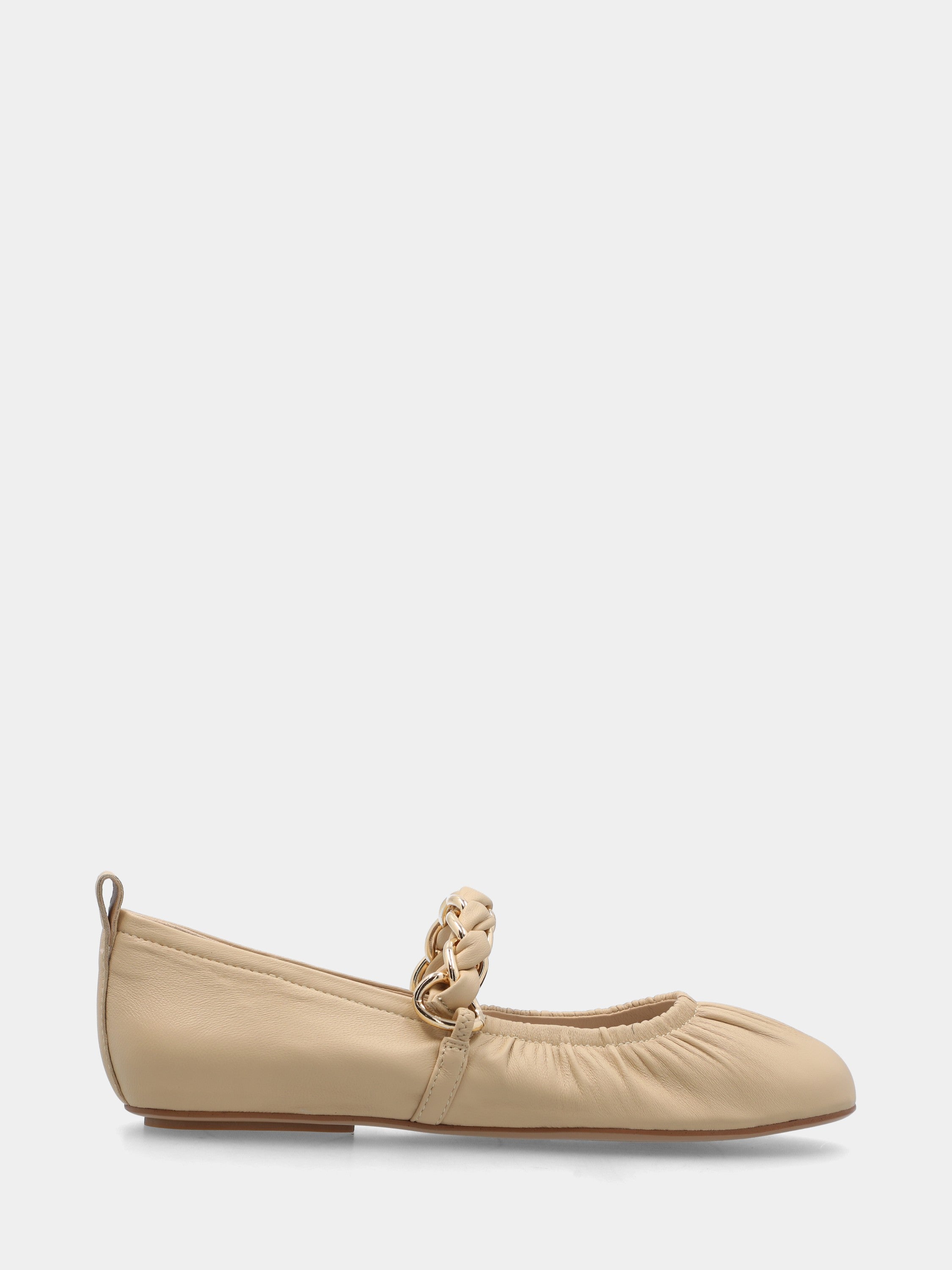Ballerina in nappa bianca con catena sul collo