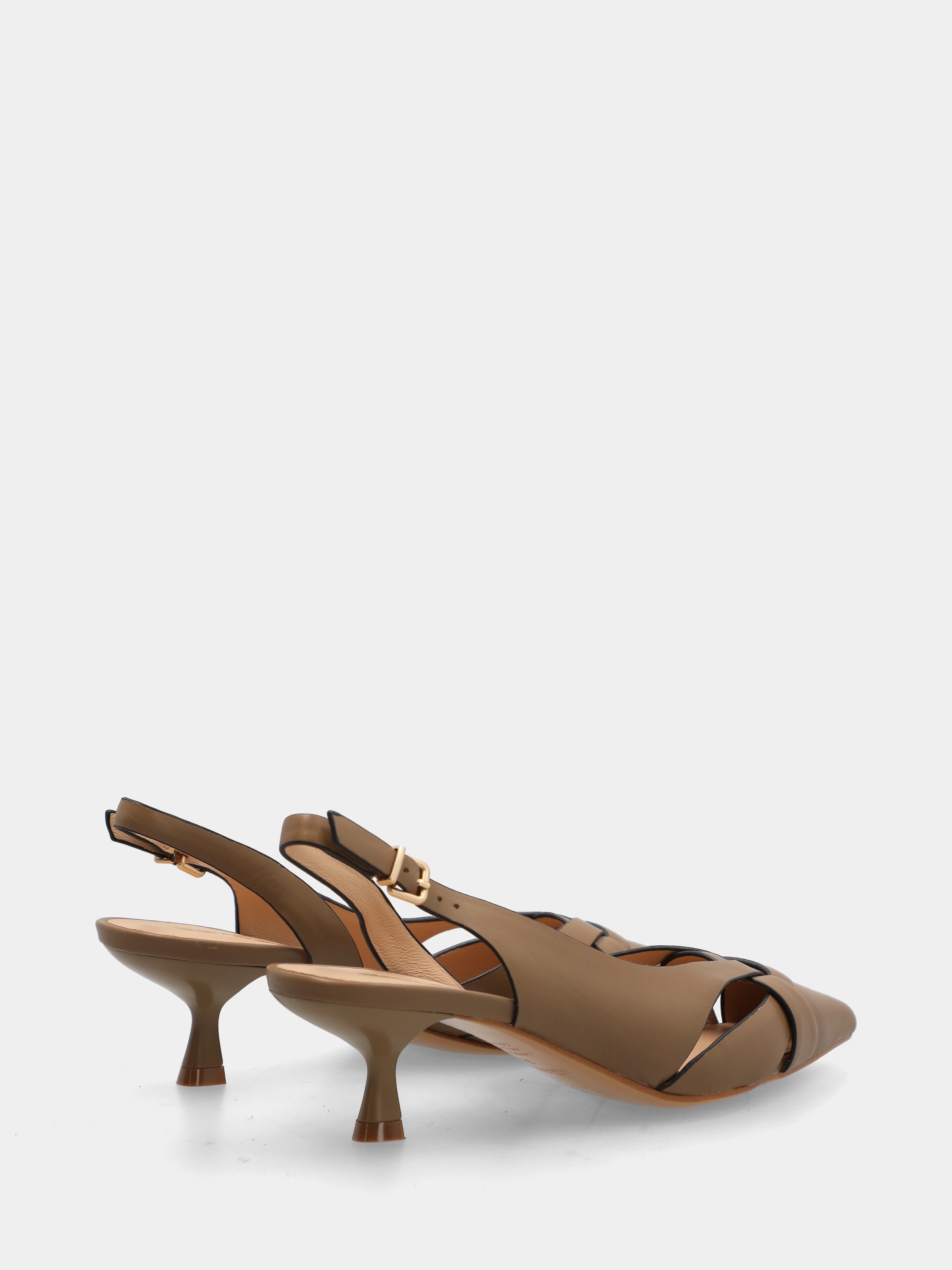 Slingback in vitello avana con listini incrociati