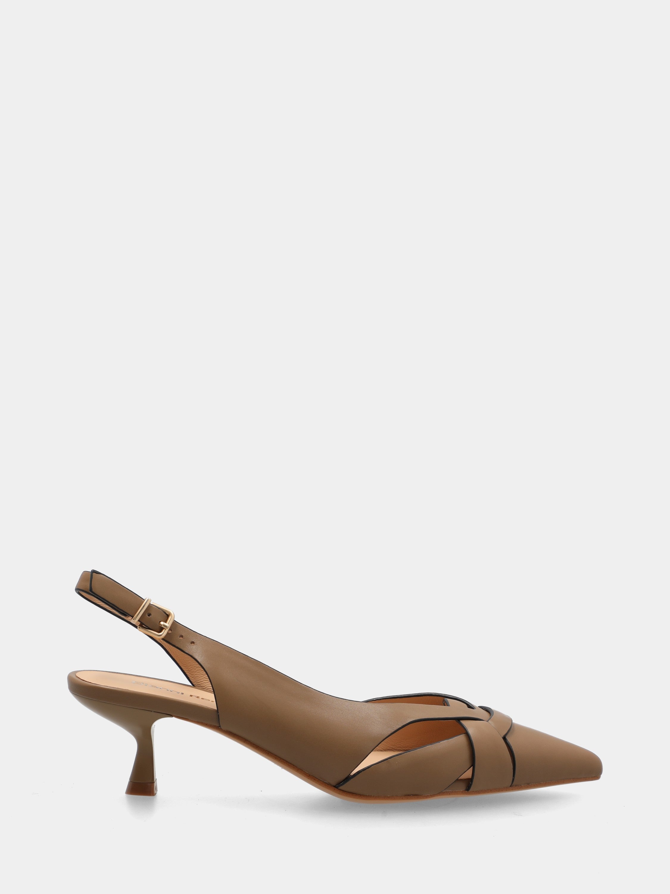 Slingback in vitello avana con listini incrociati