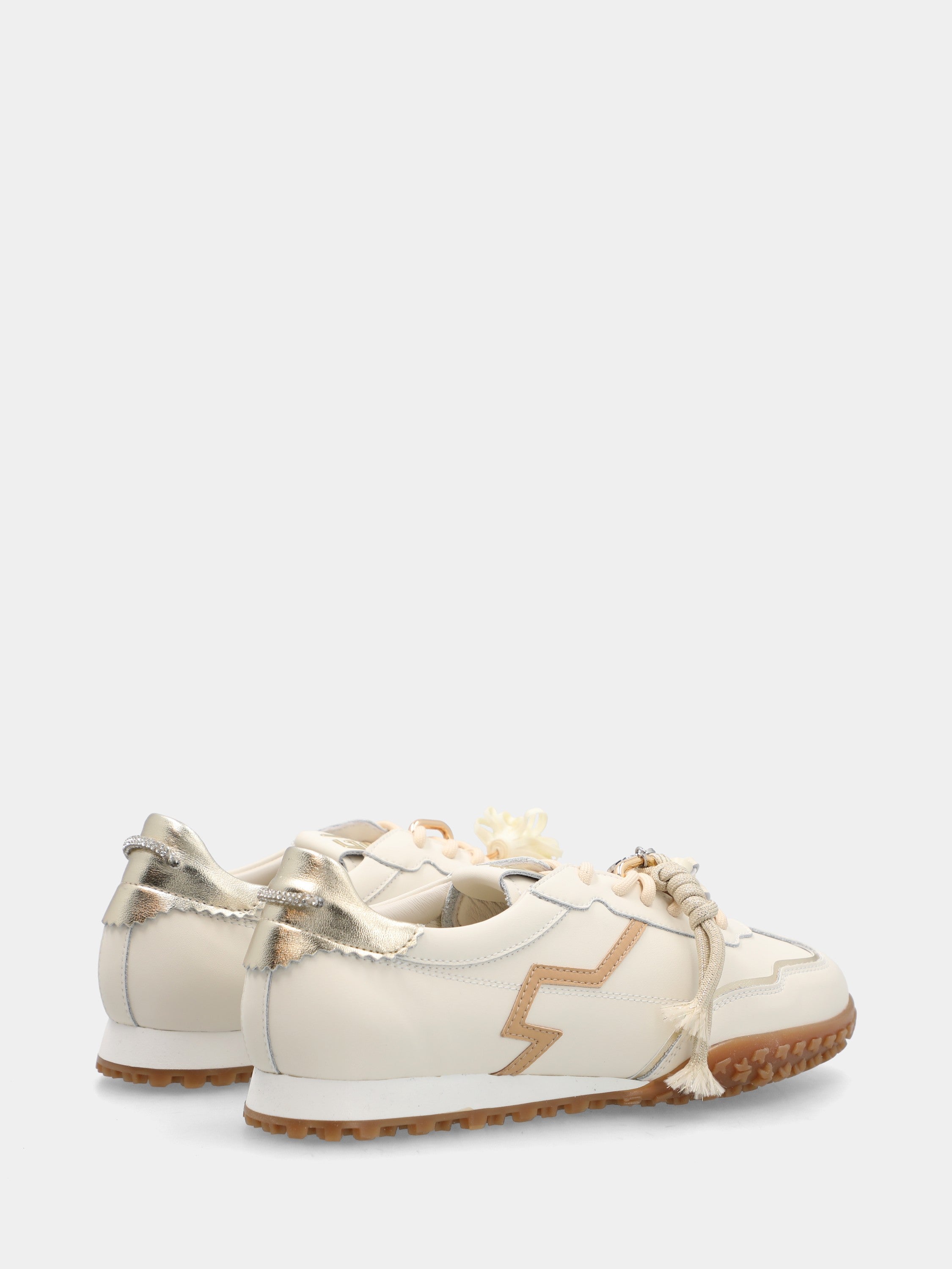 Weiße Sneaker aus Nappaleder mit Nappaledereinsatz und 10-mm-Keilabsatz