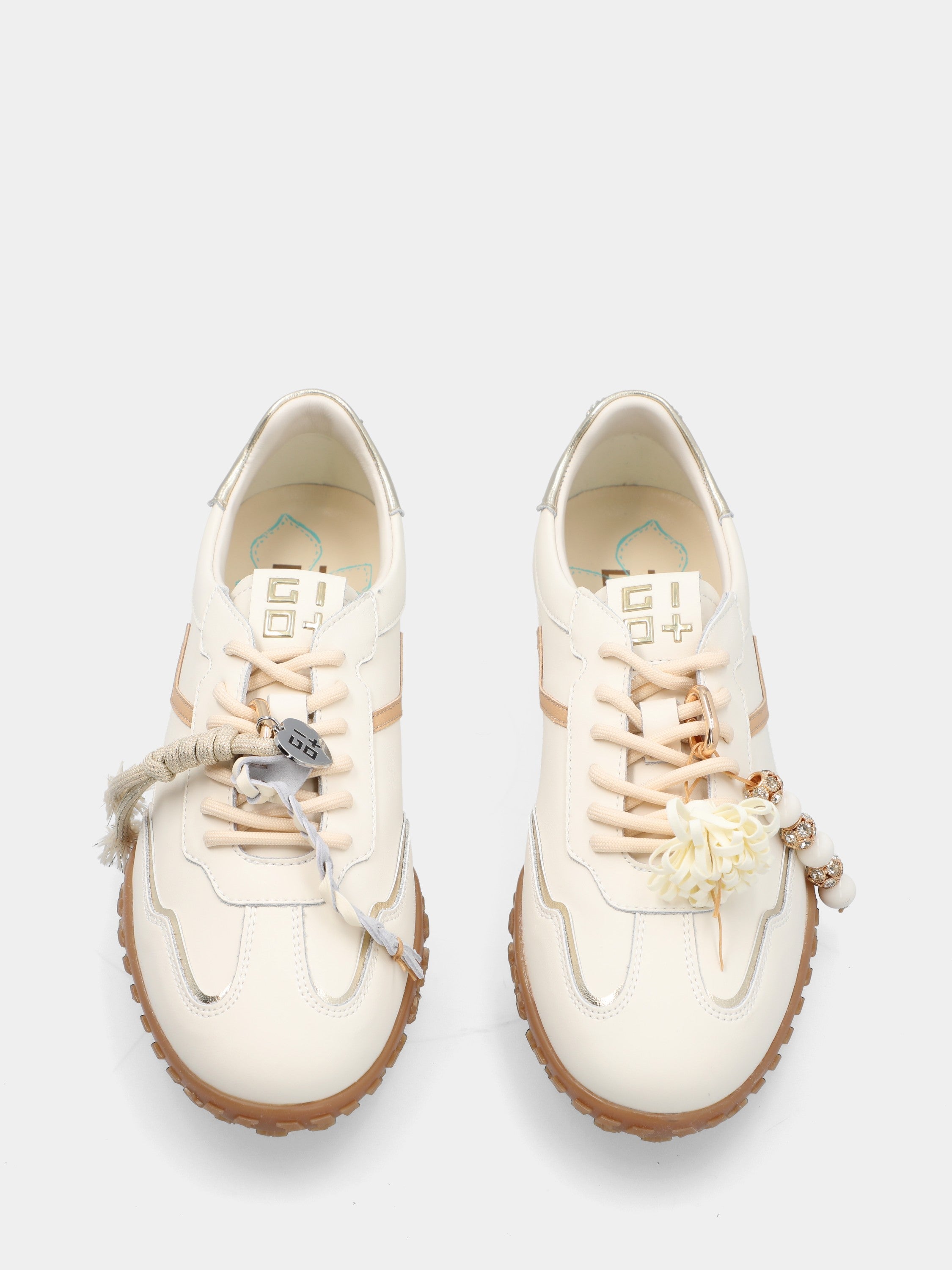 Weiße Sneaker aus Nappaleder mit Nappaledereinsatz und 10-mm-Keilabsatz