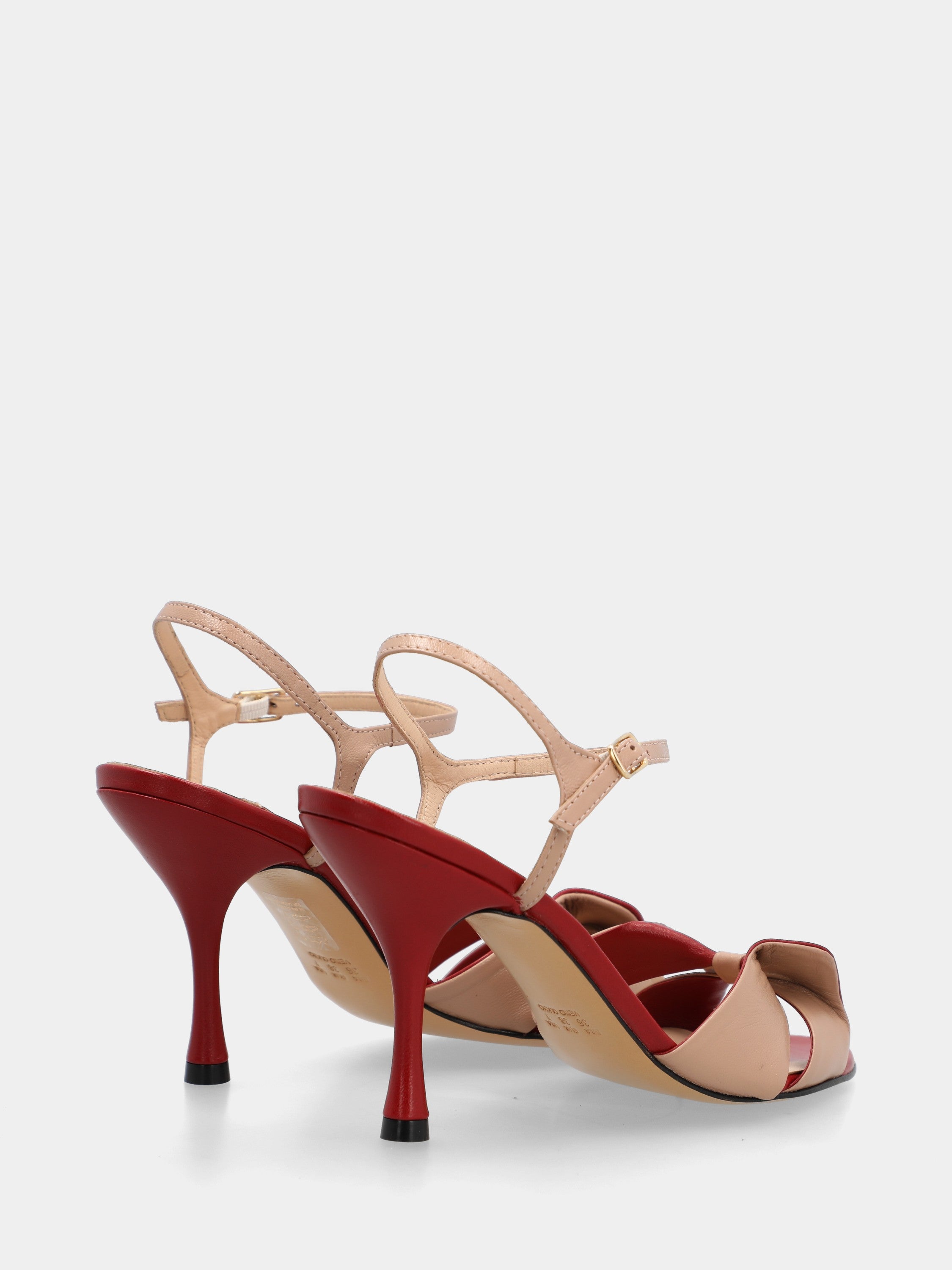 Red and nude nappa sandal with chalice heel