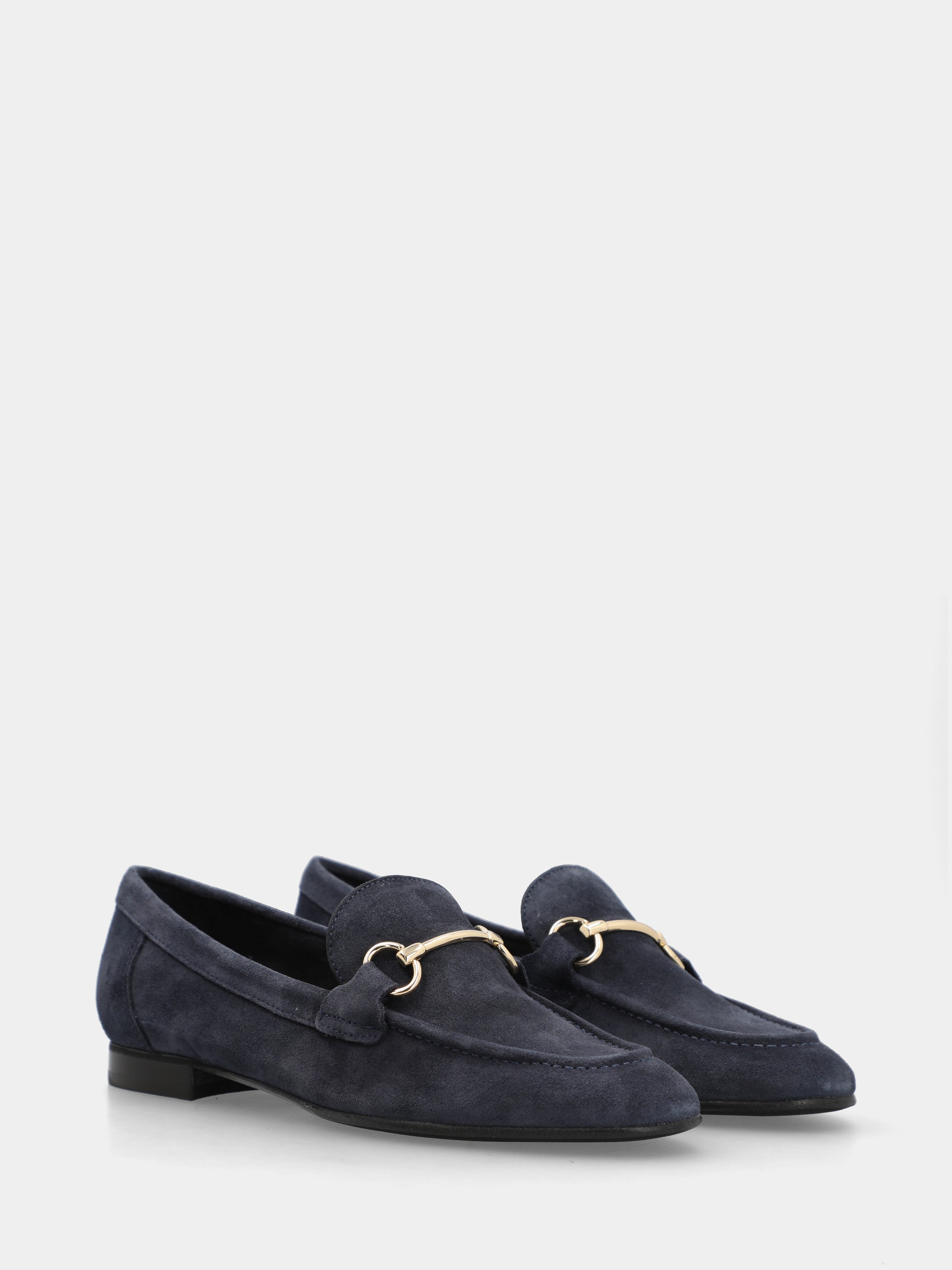 Mocassin en suède bleu avec morsetto métallique