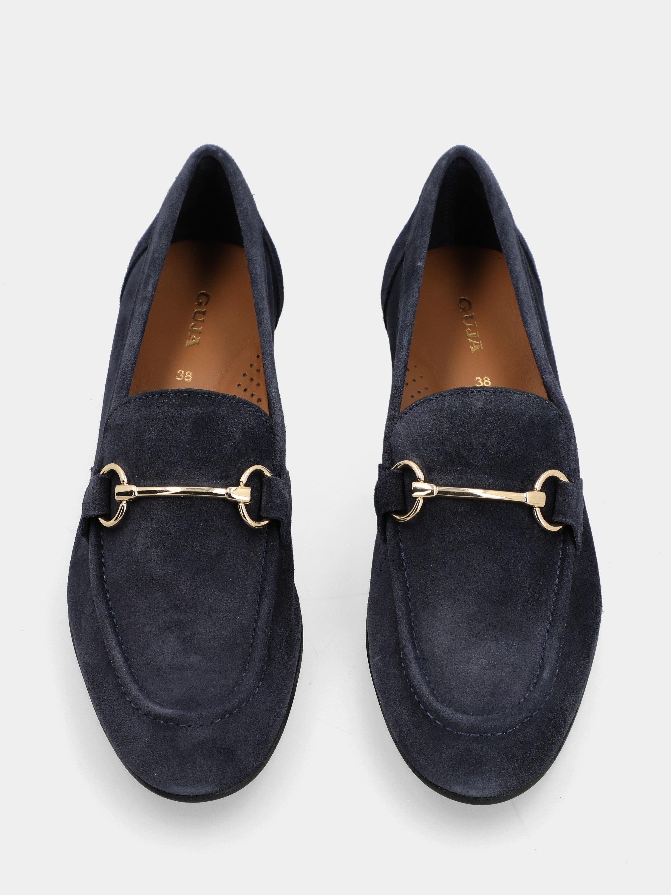 Mocassin en suède bleu avec morsetto métallique