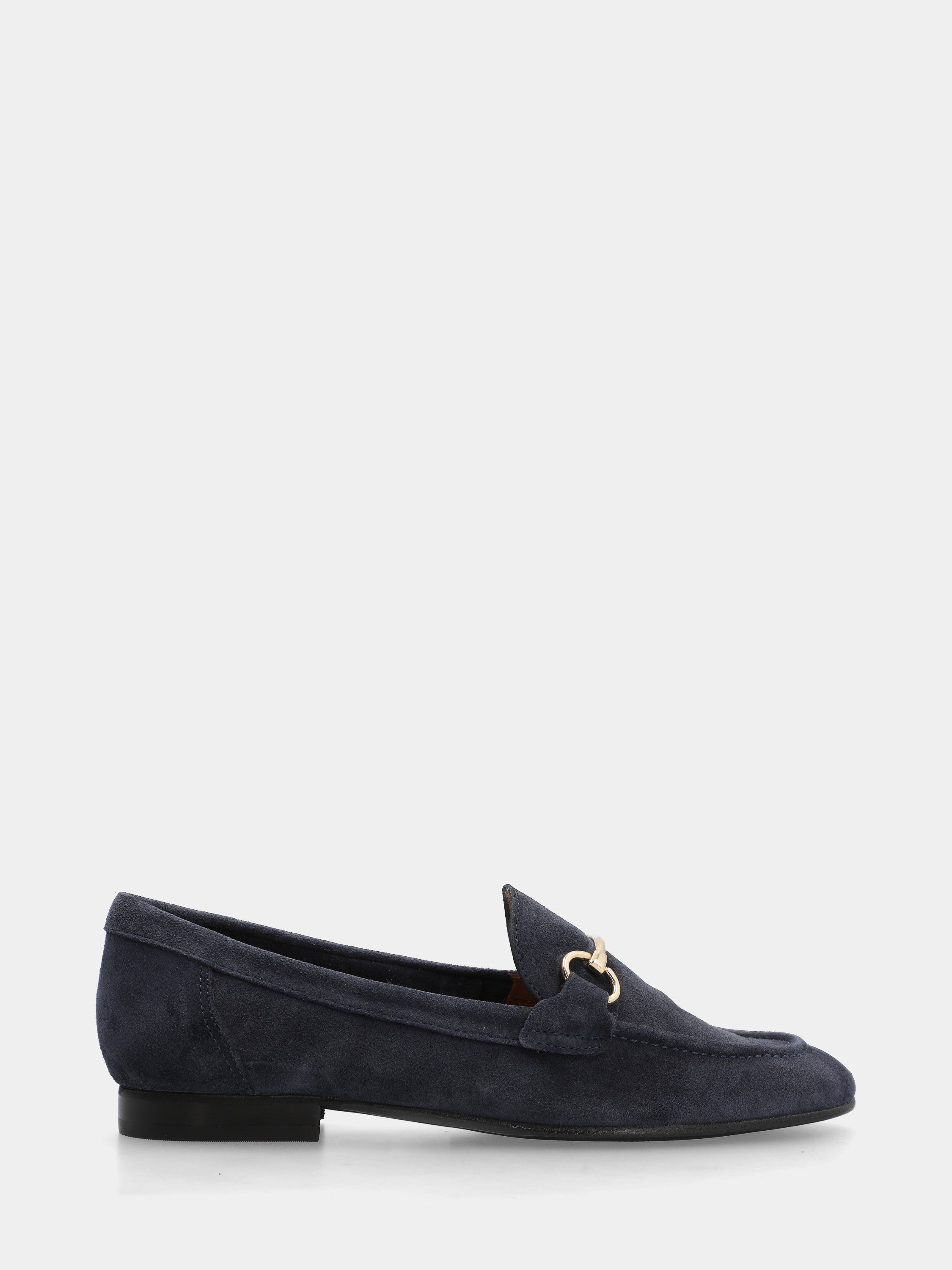 Mocassin en suède bleu avec morsetto métallique