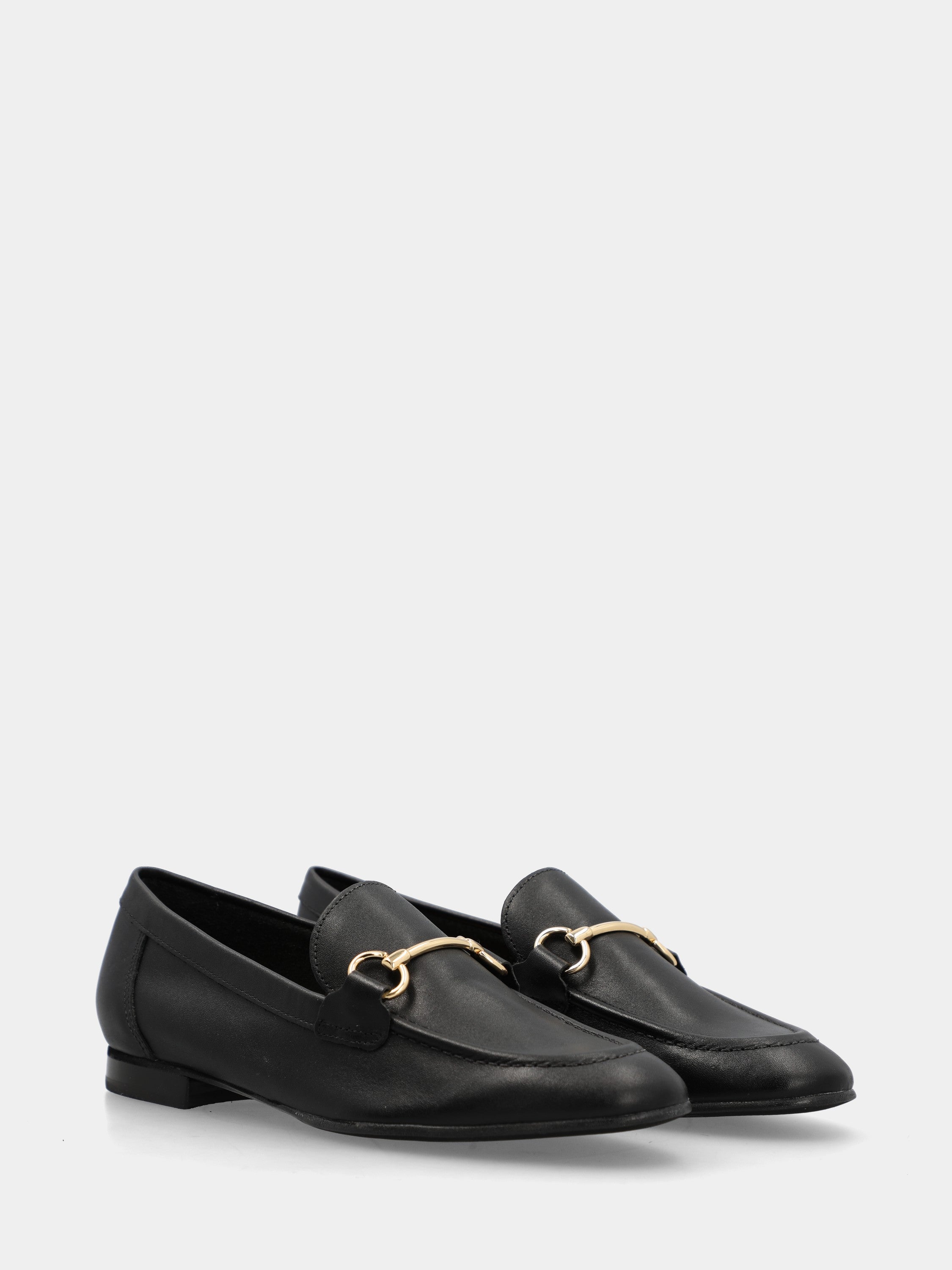 Mocassin en nappa noir avec morset métallique