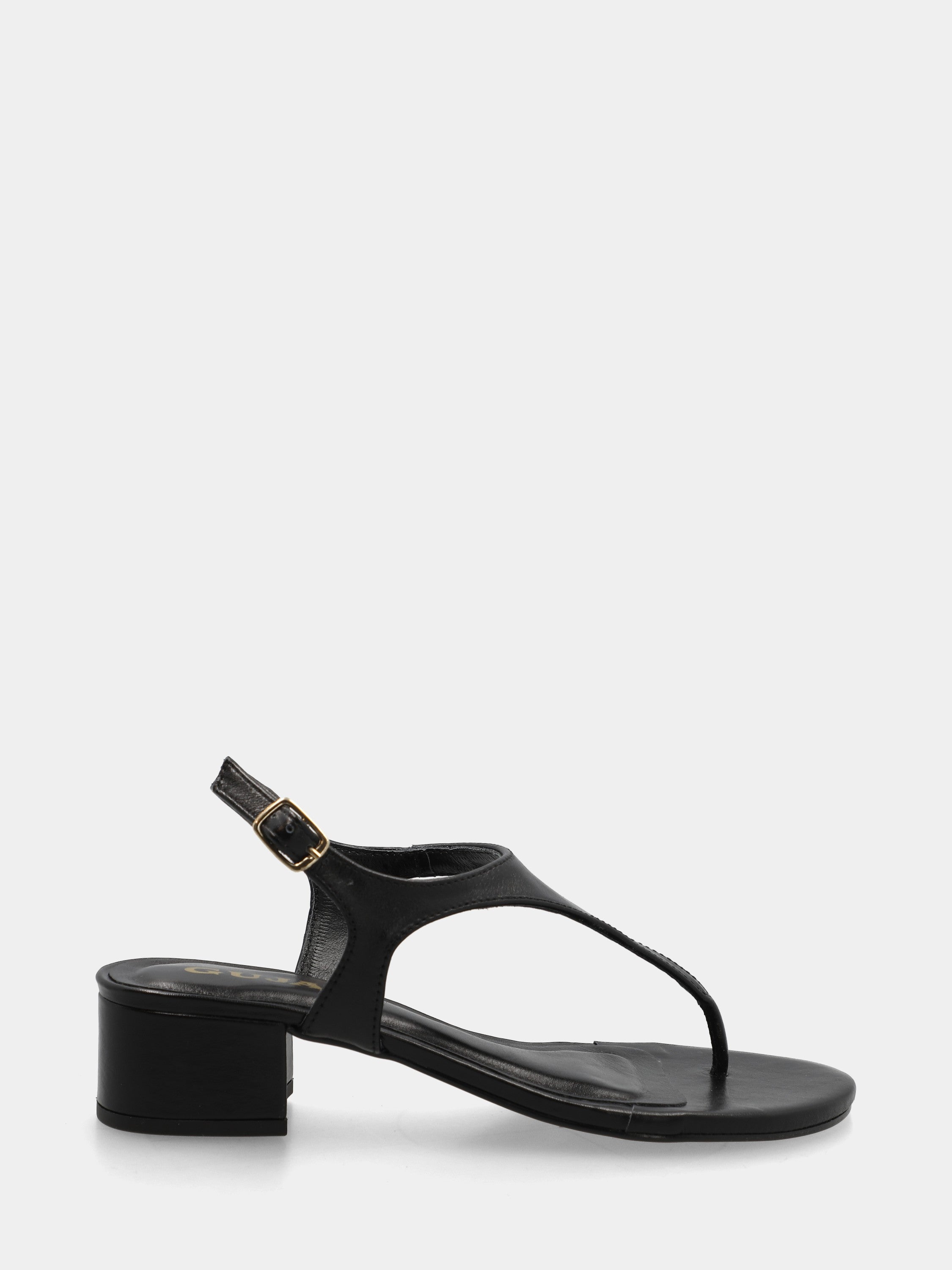 Infradito in nappa nera con tacco a blocco