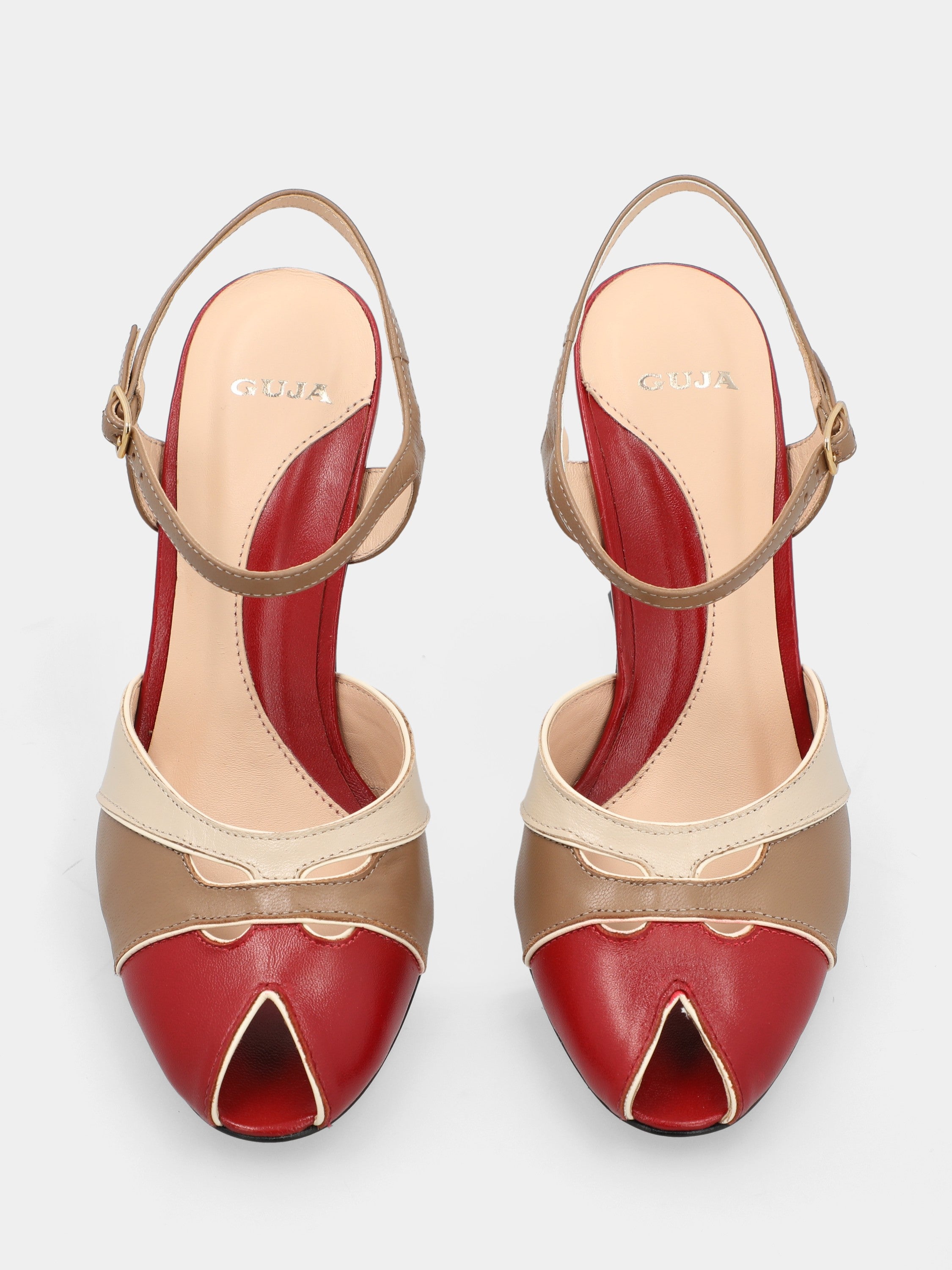 Multicolor nappa sandal with shaped stiletto heel