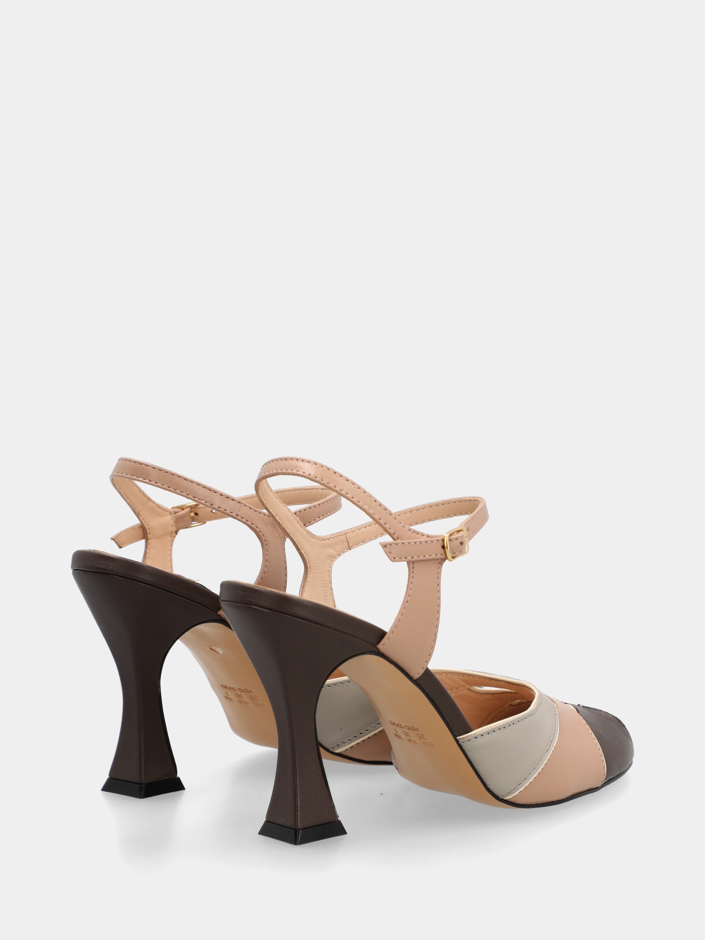 Sandale en nappa multicolore avec talon en forme de queue