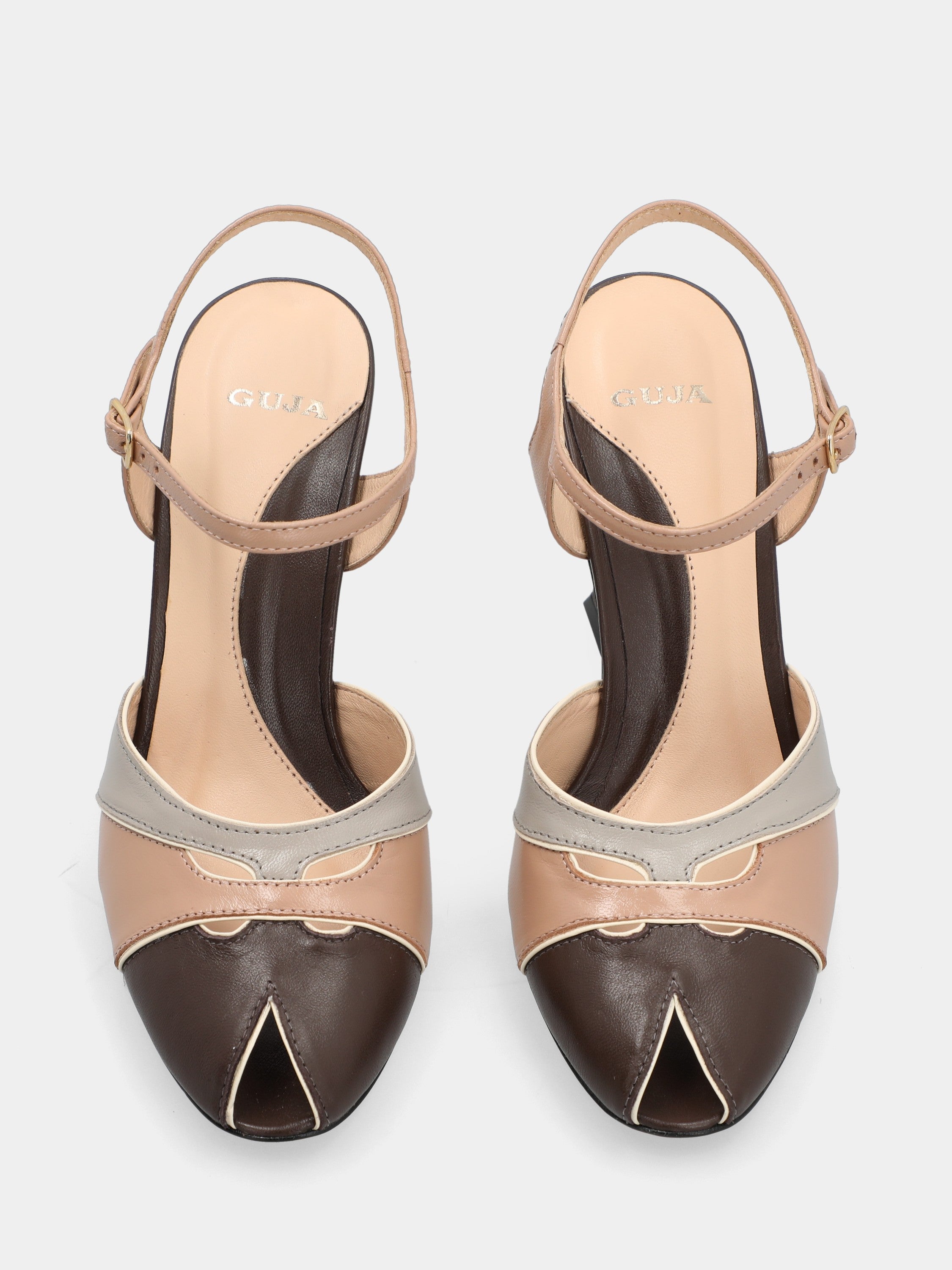 Sandale en nappa multicolore avec talon en forme de queue