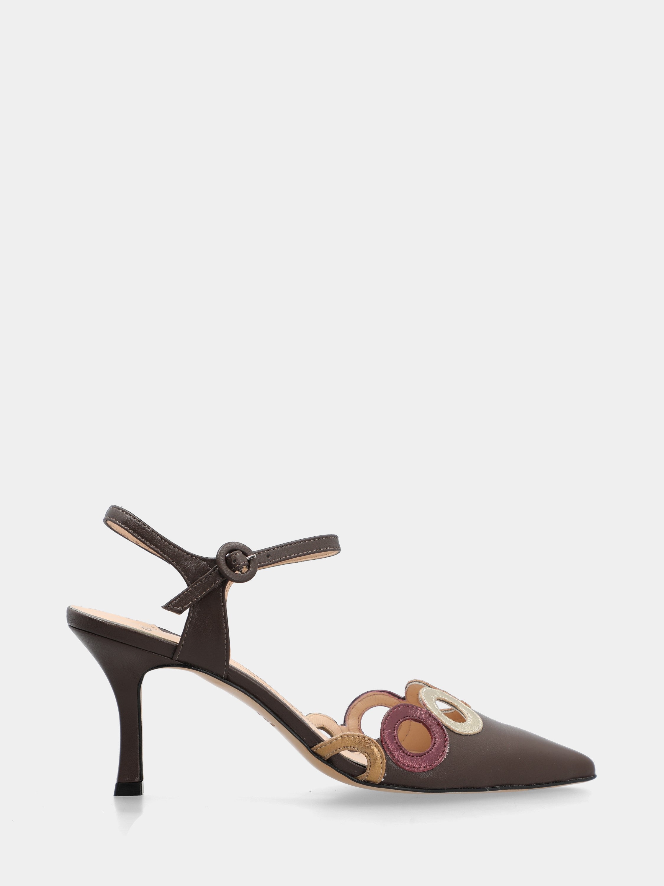 Slingback aus Nappaleder in Dunkelbraun mit geschwungenem Absatz