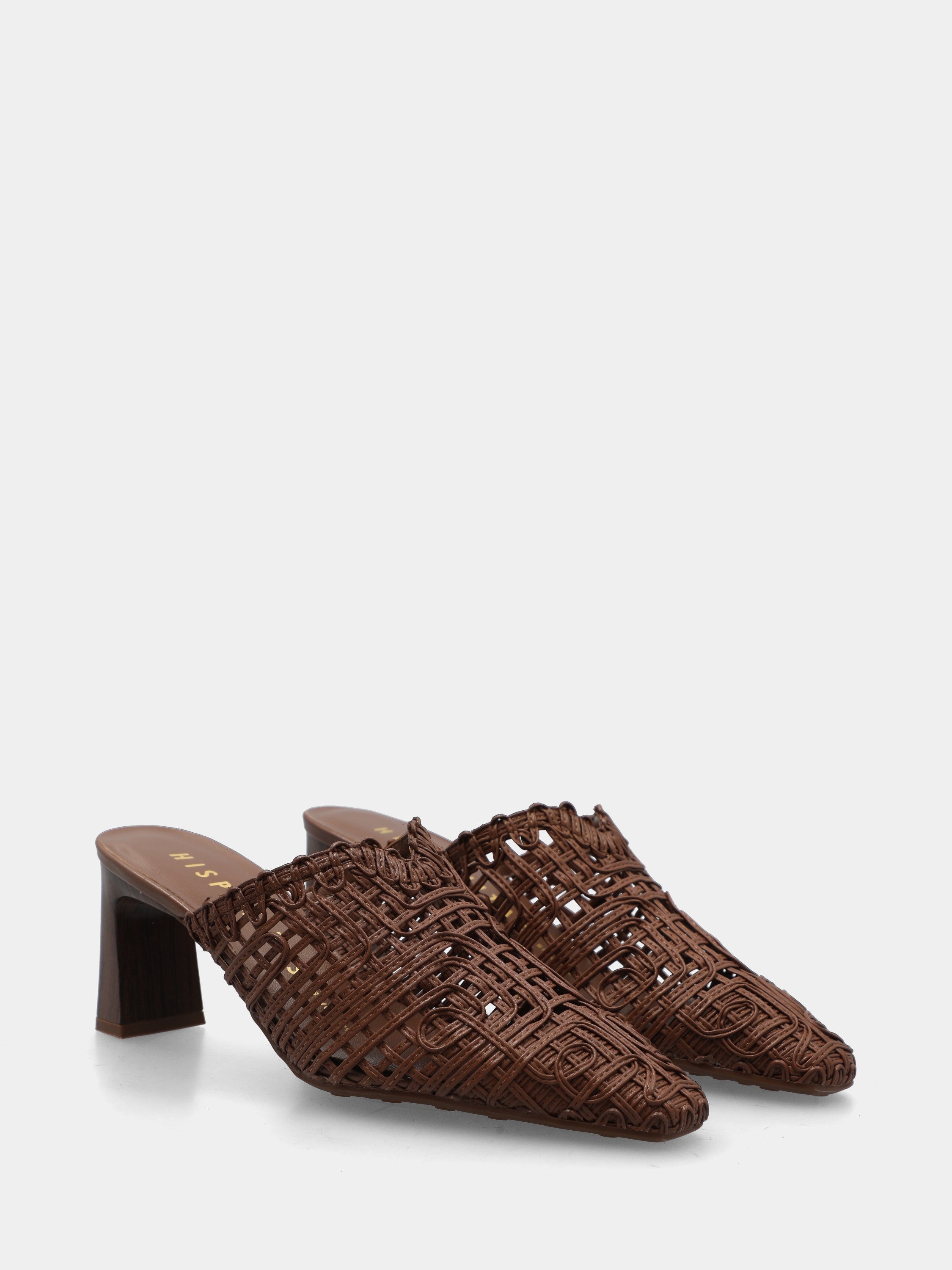 Sabot in nappa marrone con listini incrociati